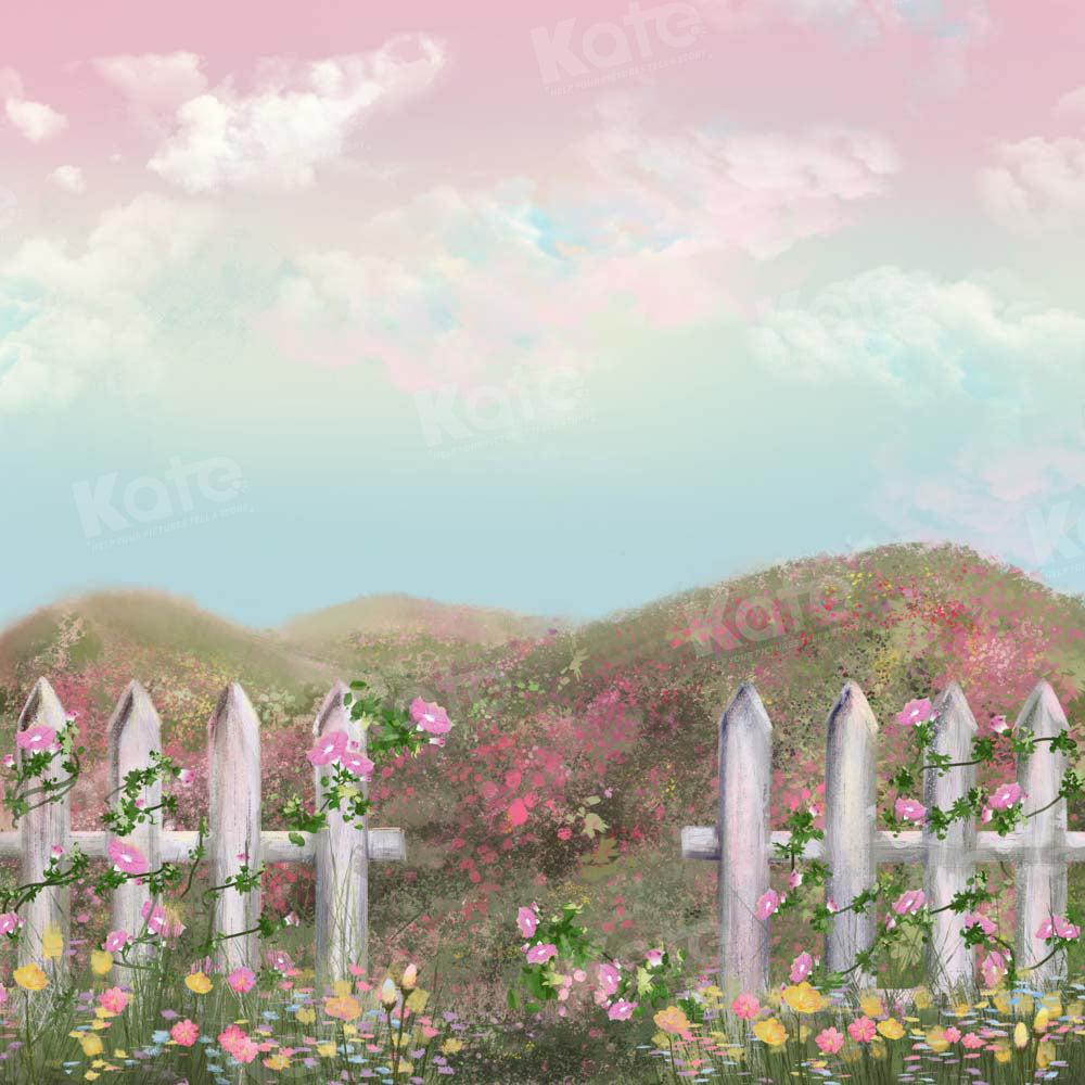 1000x1000 Kate Spring Painting Fantasy Garden Hill Backdrop for Photography