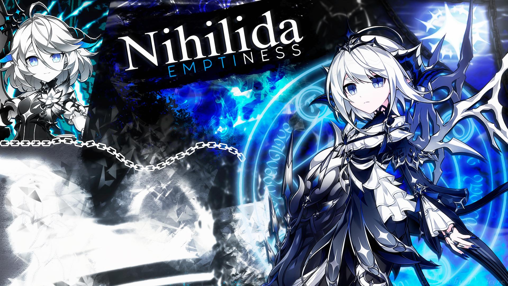 1920x1080 Elsword Lu Elsword Anime Girls White Hair Gfxanime Depressing Chains Emotionless Blue Flames Magic C Wallpaper:1920x1080