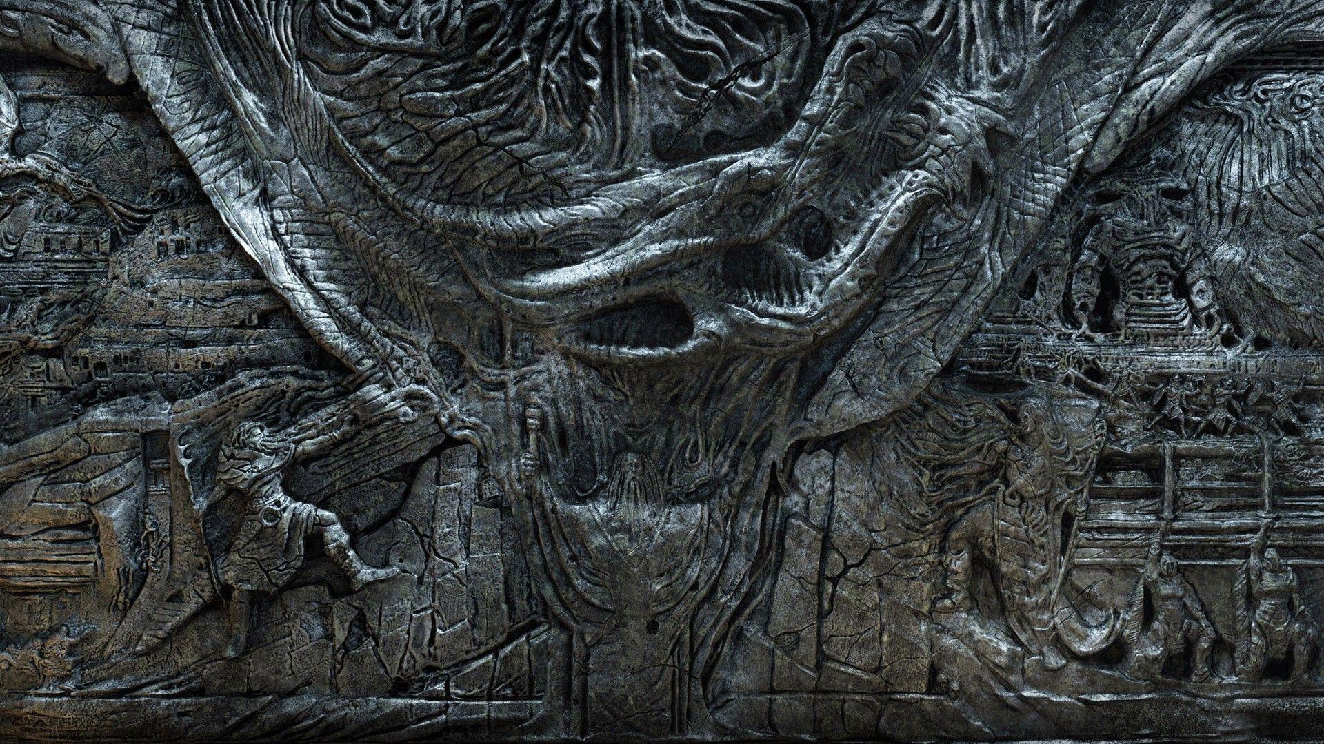 1920x1080 Alduin dovahkiin the elder scrolls v skyrim basrelief wallpaper