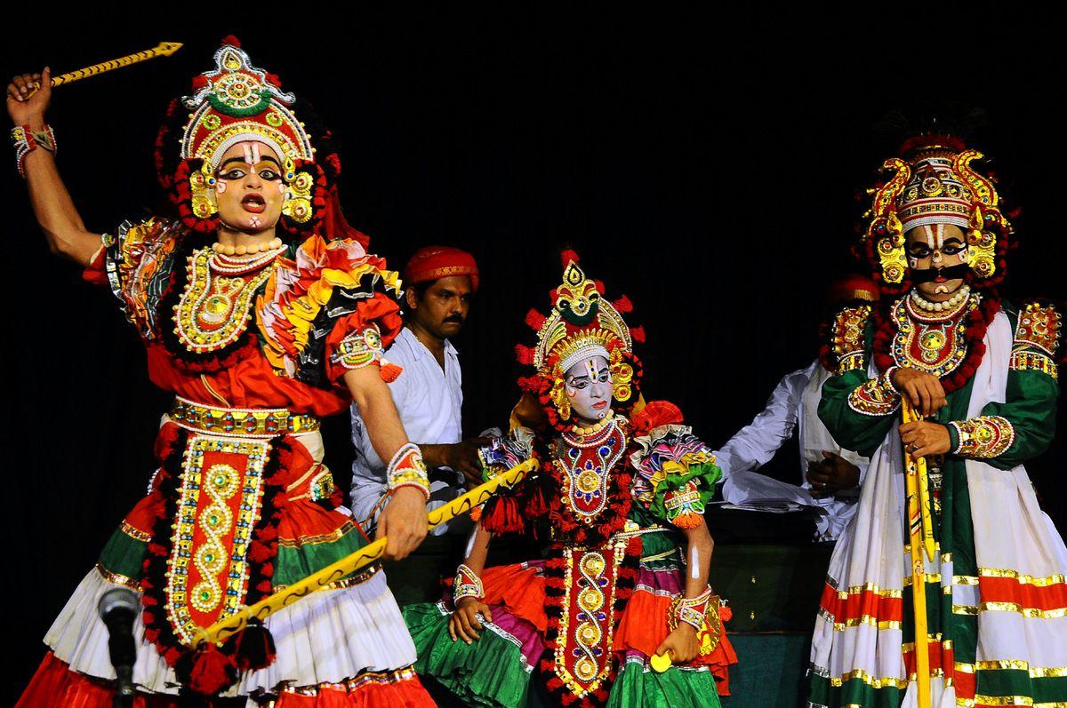 This image is of folk dance called Yakshagana performed in coastal region  of Karnataka, India. This image is of Shumbha. People Images | Creative  Market