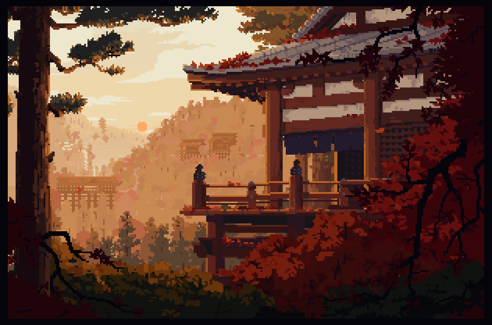 1575x1040 View over Japanese Valley in Autumn (Animated)