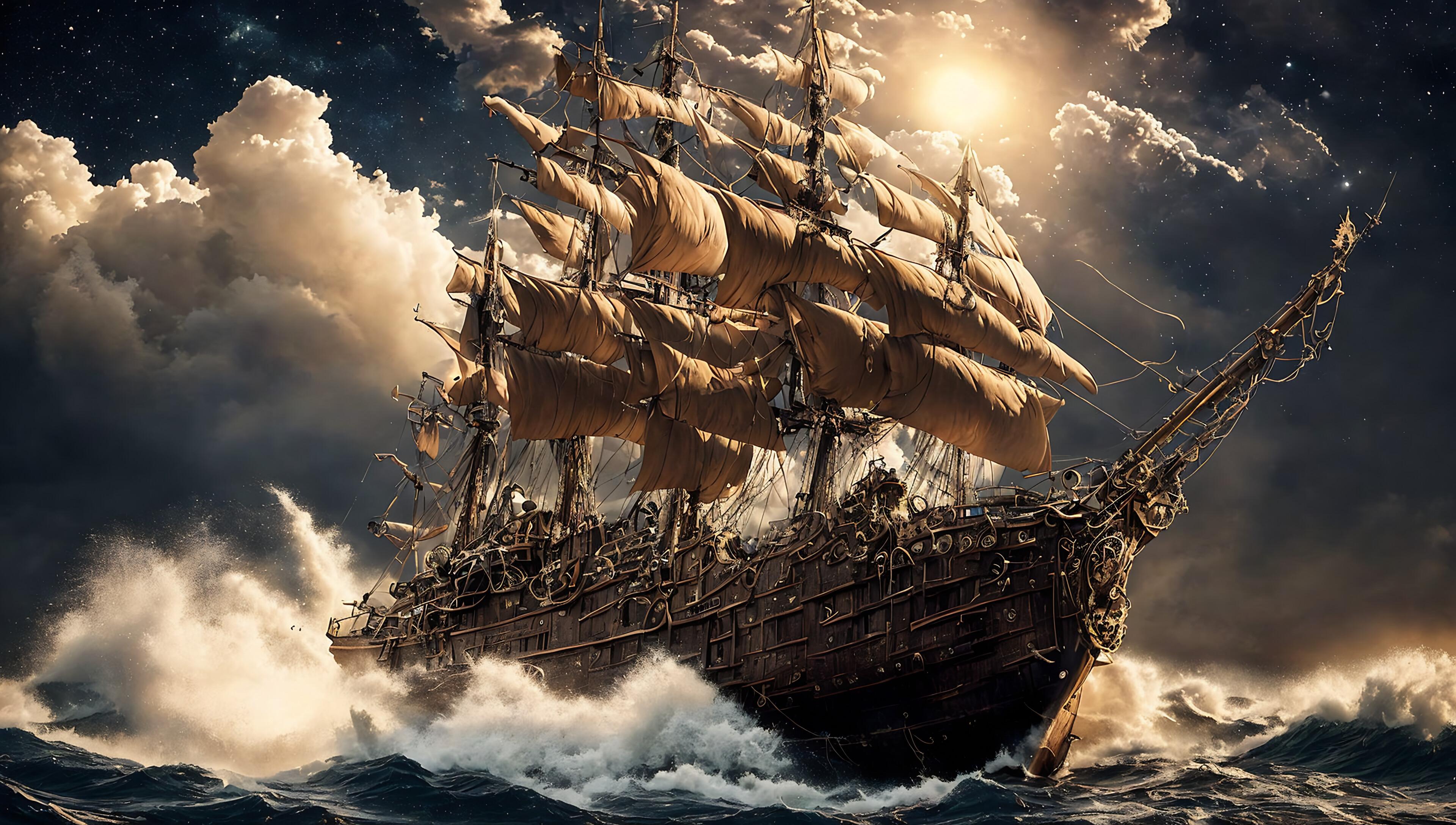3840x2176 4K Wallpaper: Steampunk Pirate ship