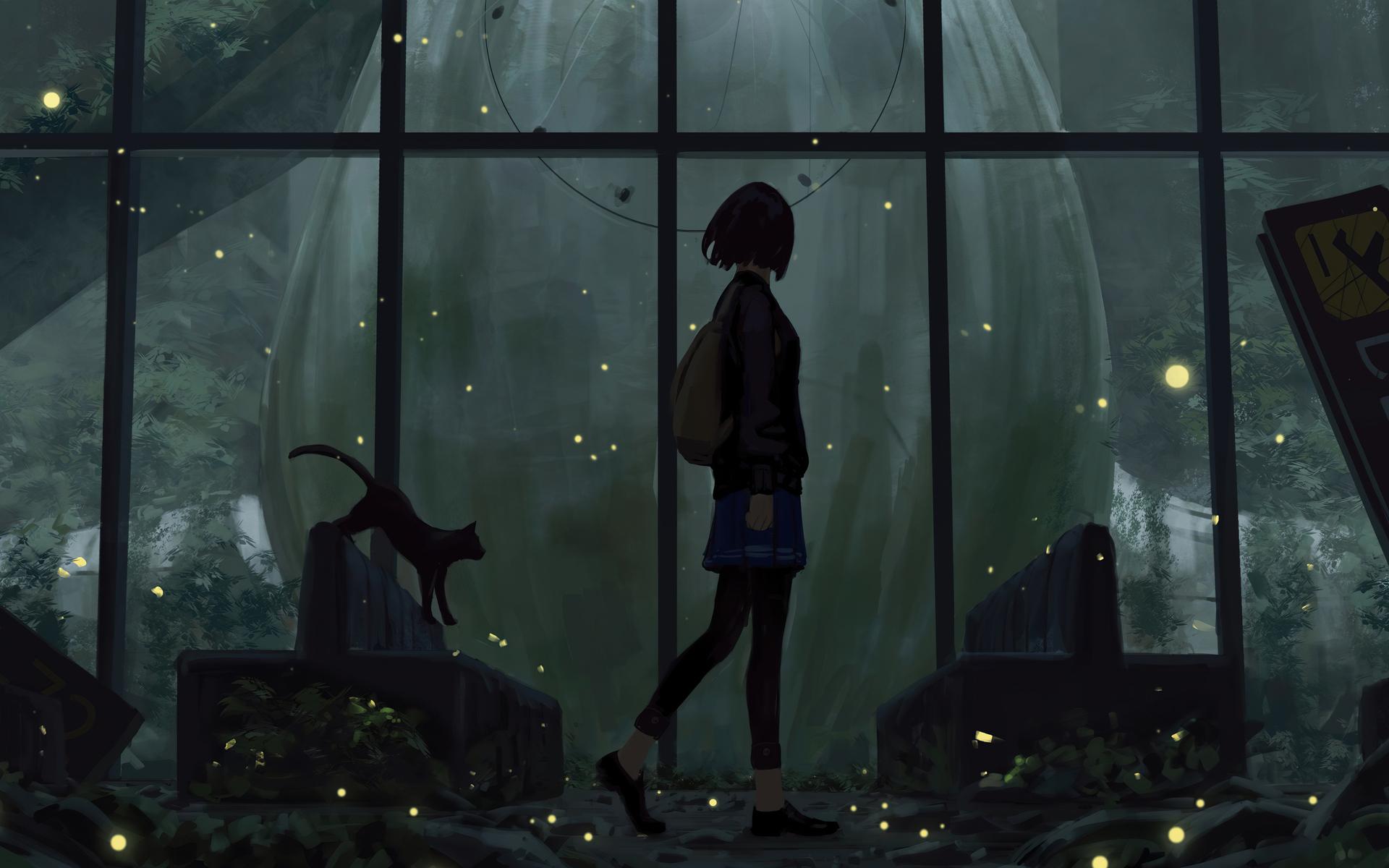 1920x1200 Anime Girl Walk In Abondon City 4k 1080P Resolution HD 4k Wallpaper, Image, Background, Photo and Picture