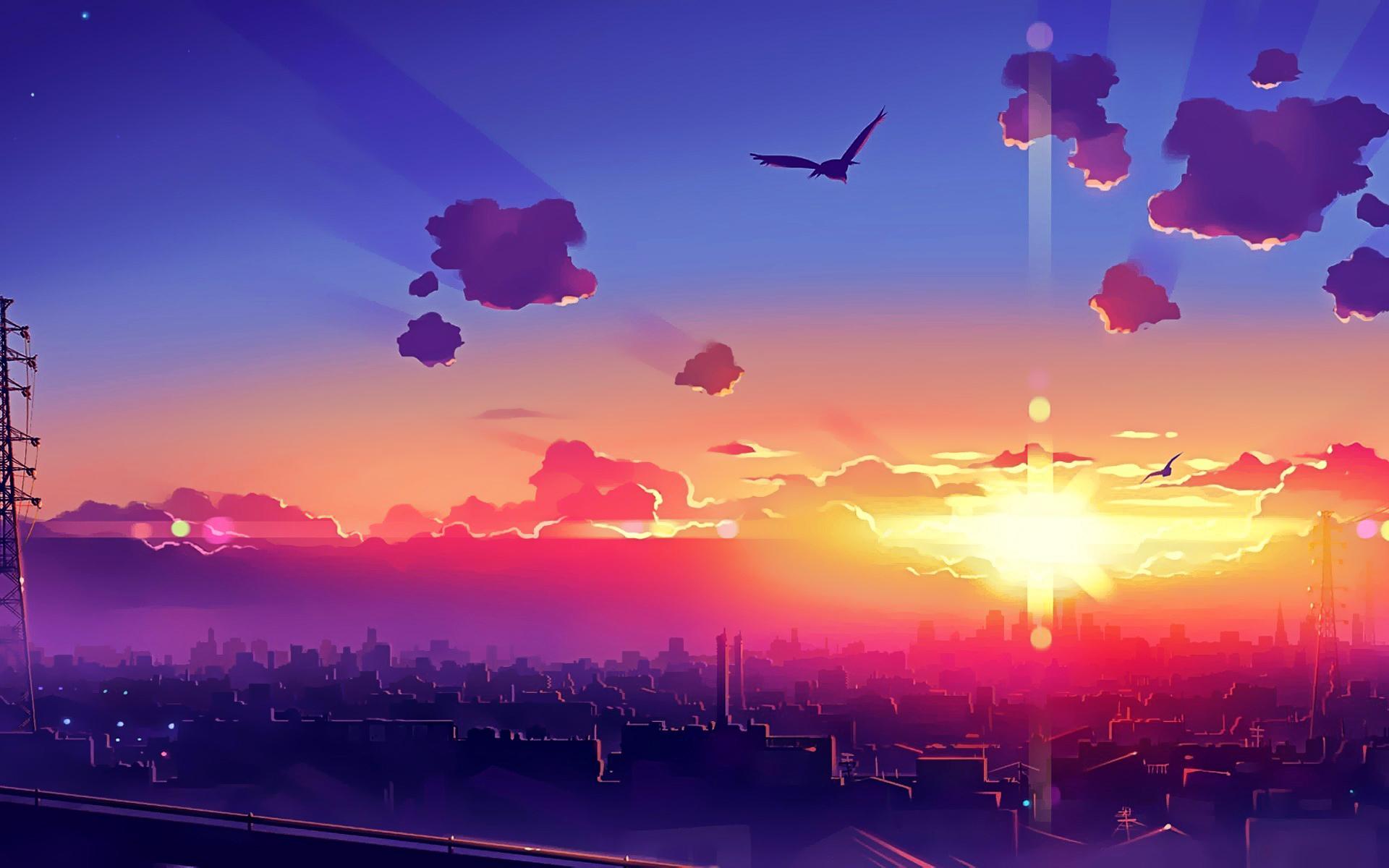 1920x1200 Gorgeous Anime City Wallpaper