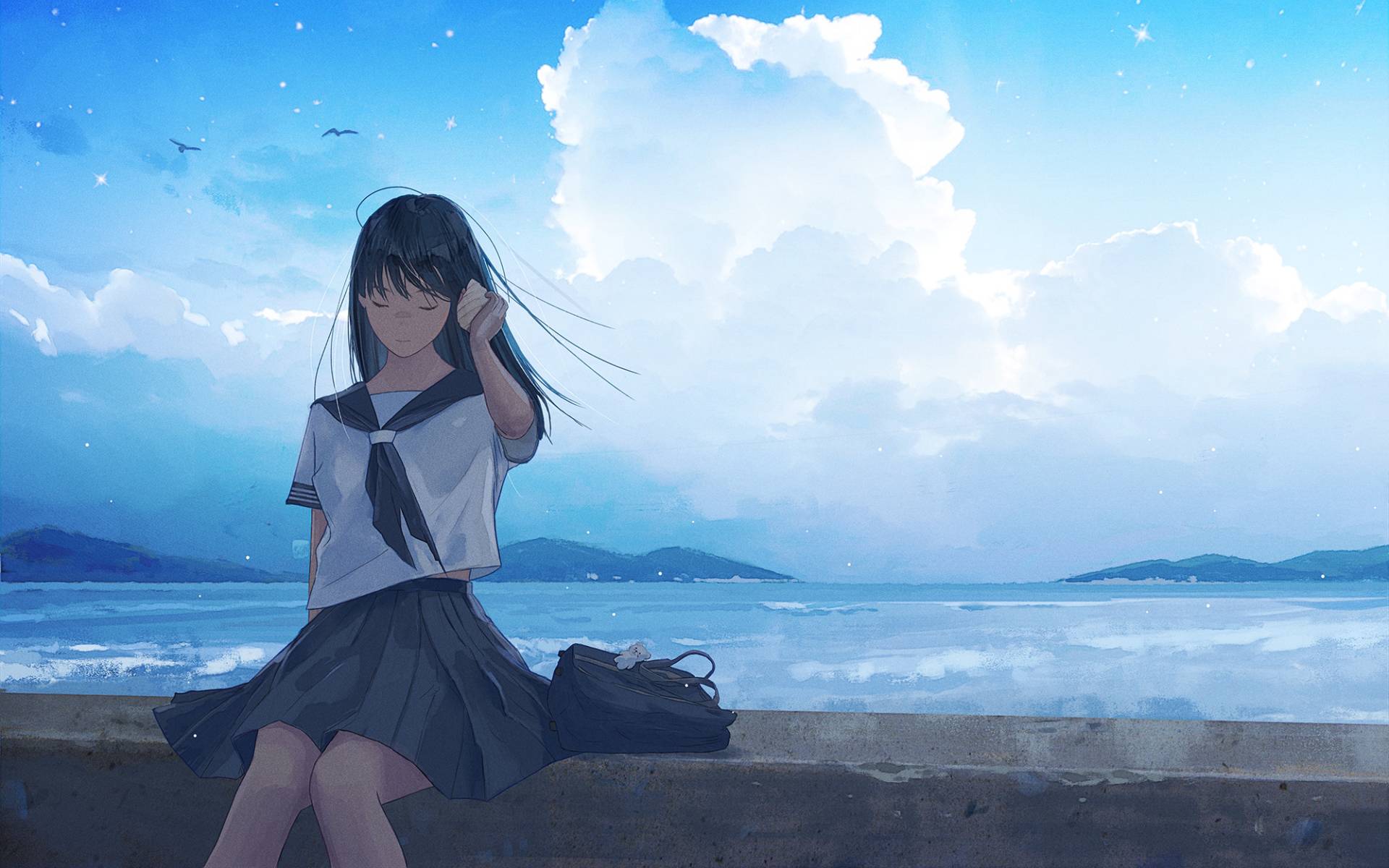 1920x1200 Sad Anime Girl Walking 1200P Wallpaper, HD Anime 4K Wallpaper, Image, Photo and Background