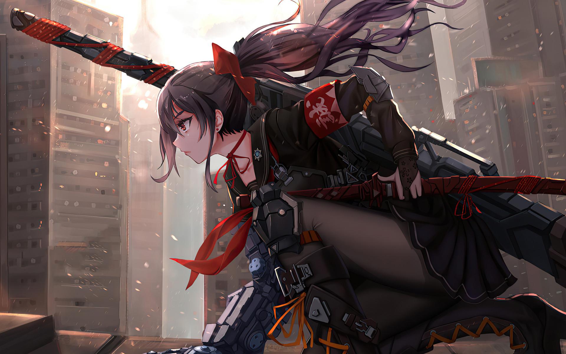 1920x1200 Anime Cyber Arm Sword Girl 4k 1080P Resolution HD 4k Wallpaper, Image, Background, Photo and Picture