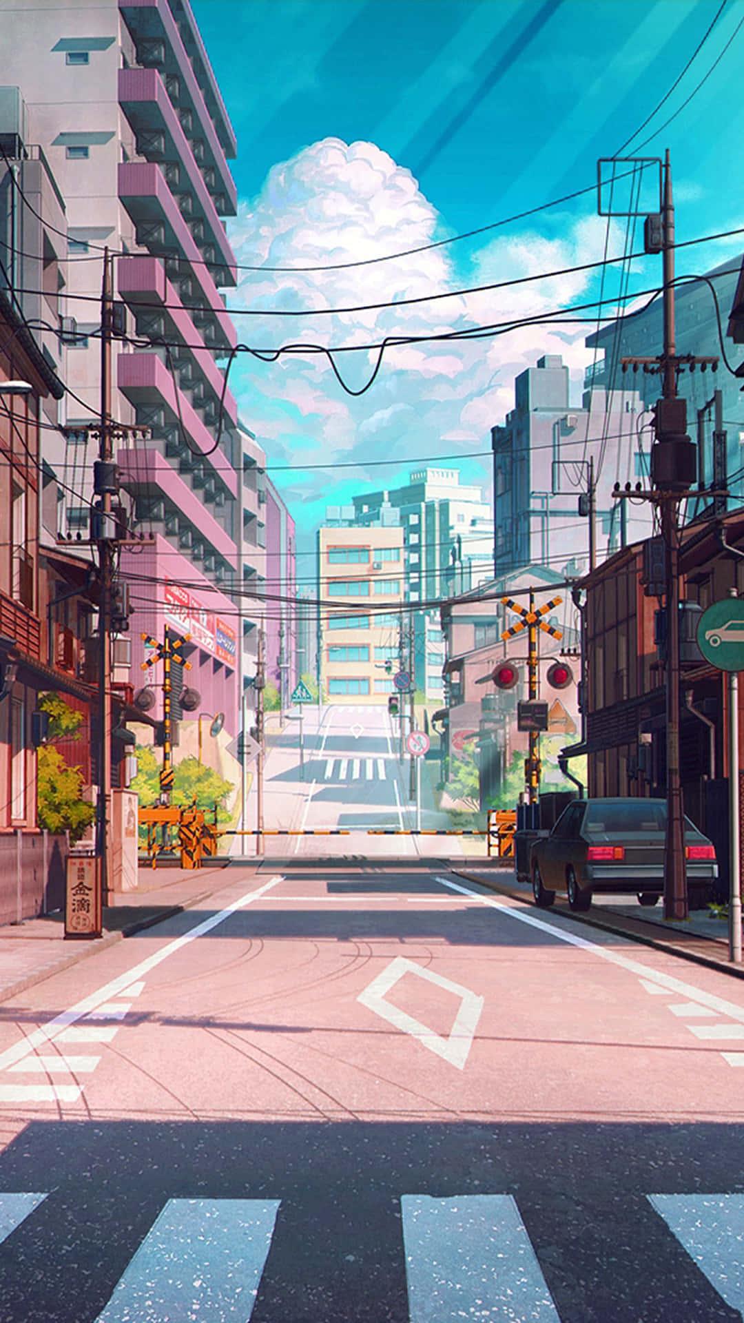1080x1920 Download A City Street With A Crosswalk Wallpaper