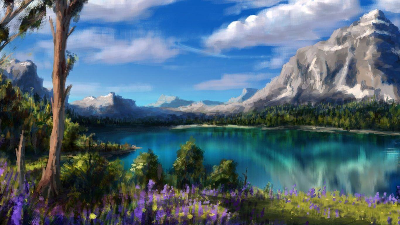 1366x768 Mountain: Scenic Nature Fugi Panoramic Breathtaking Panorama Fuji