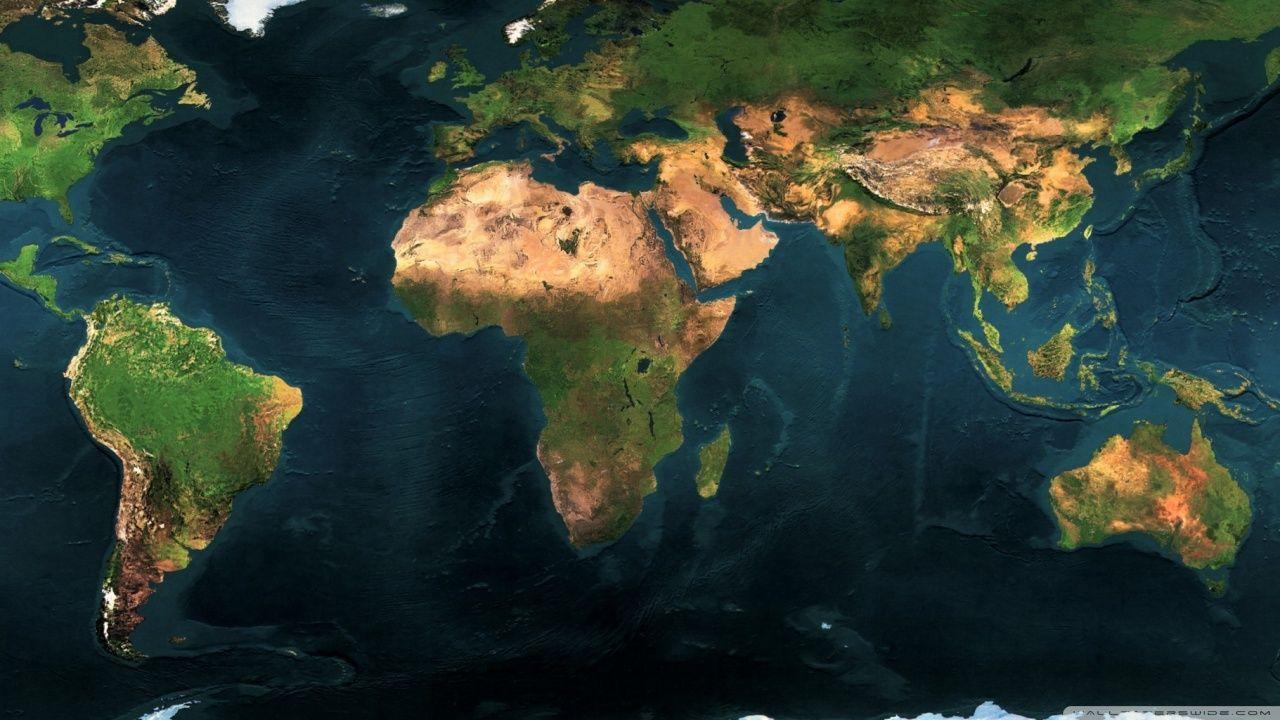 1280x720 World Map Dual Monitor HD Desktop Wallpaper : Widescreen : High