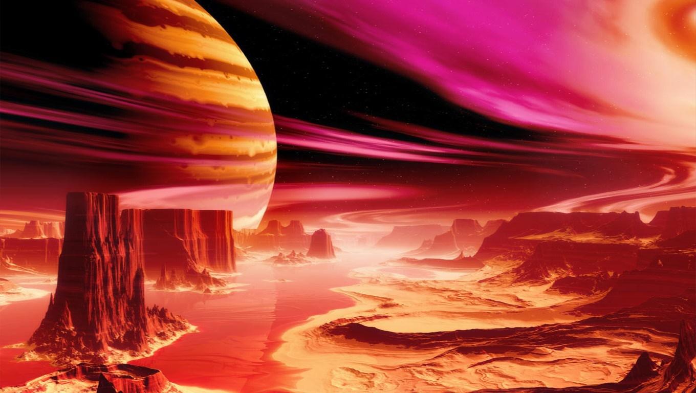1360x768 planet, red, Bejeweled, color, flame, screenshot, computer wallpaper, geological phenomenon Gallery HD Wallpaper