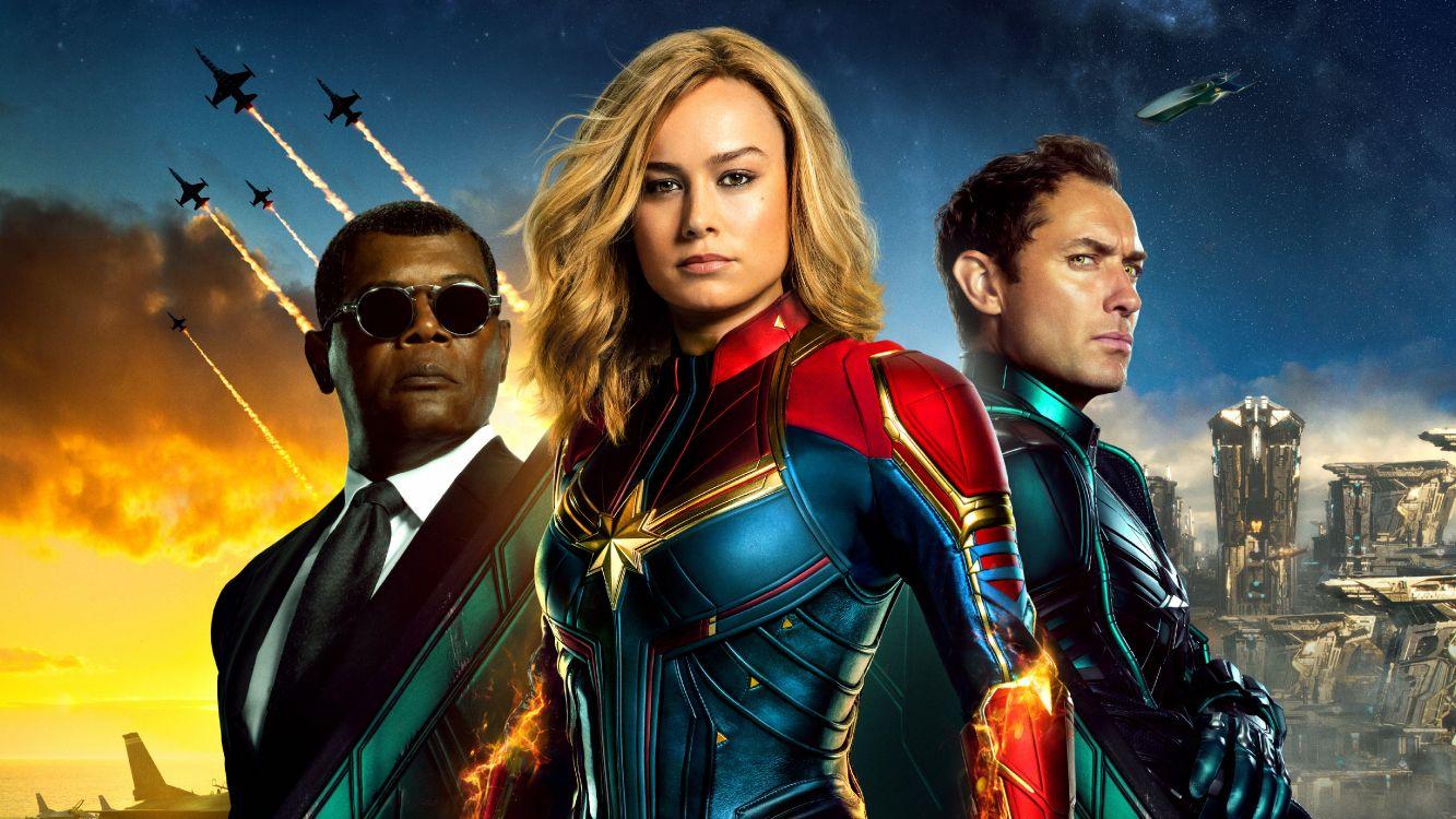 1333x750 Wallpaper Captain Marvel, Brie Larson, Carol Danvers, Captain Marvel Korath The Pursuer, Background Free Image