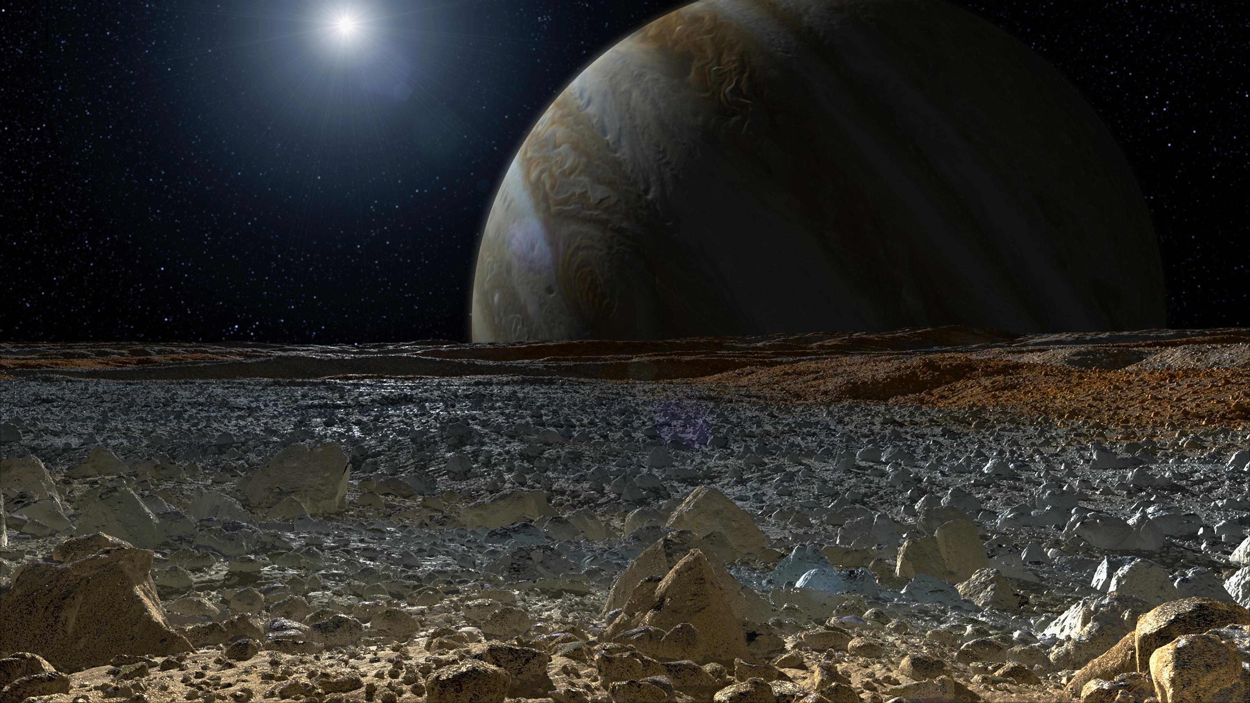 4096x2304 Space Image. Simulated View from Europa's Surface (Artist's Concept)