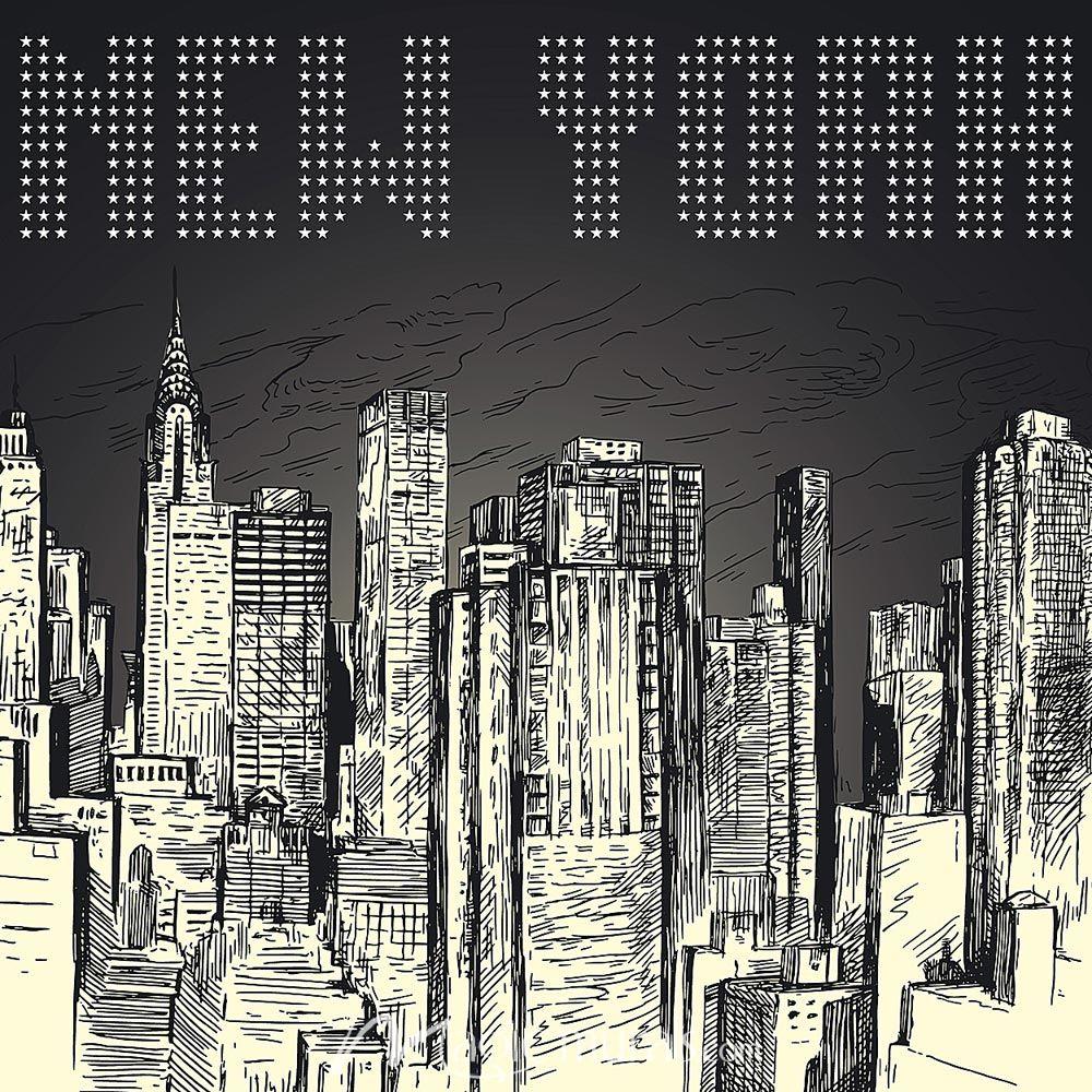1000x1000 Graphic New York Skyscrapers Wallpaper Mural