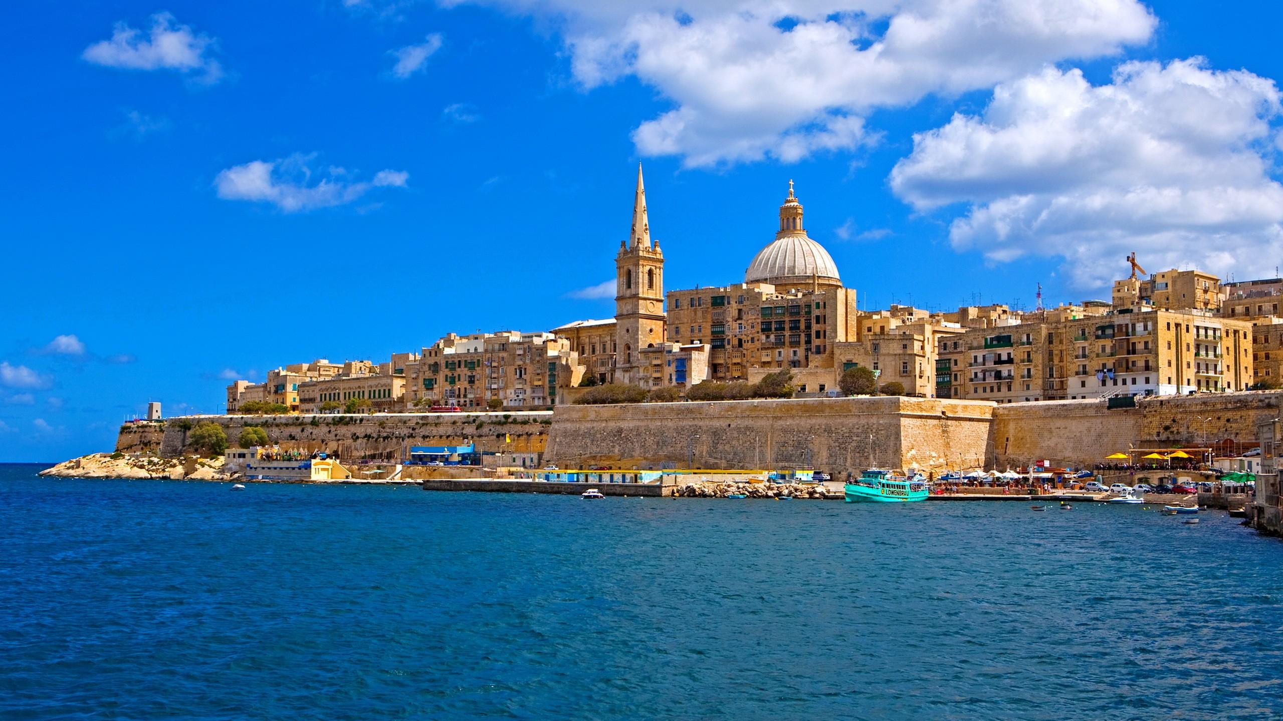 2560x1440 Landscape Malta City World Heritage Site Old Building Coast Wallpaper:2560x1440