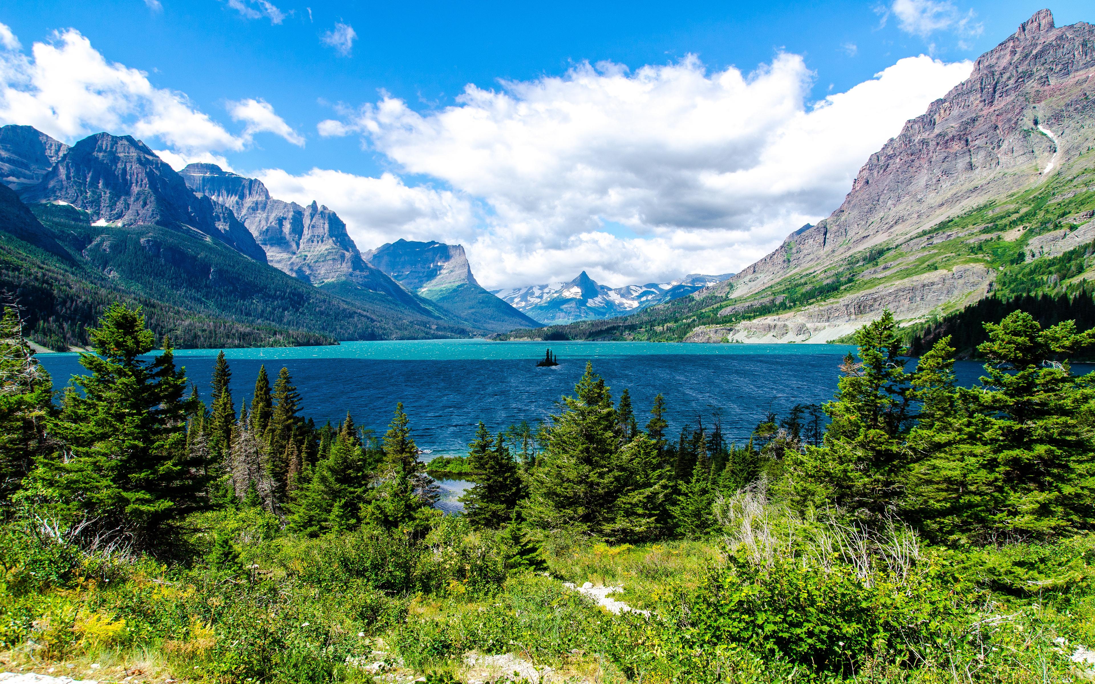 3840x2400 Saint Mary Lake HD Wallpaper and Background