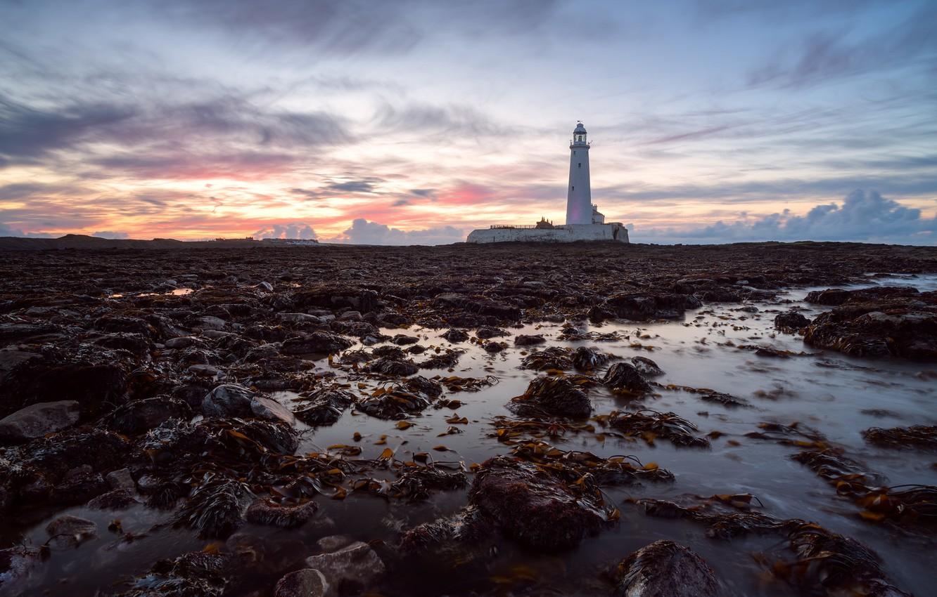 1332x850 Wallpaper England, St Mary's Lighthouse, Tyneside image for desktop, section пейзажи