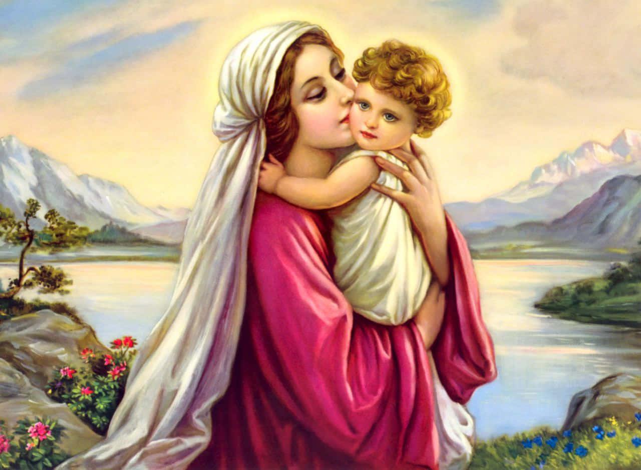1280x940 Download “The blessed Virgin Mary, watching over us from above.” Wallpaper
