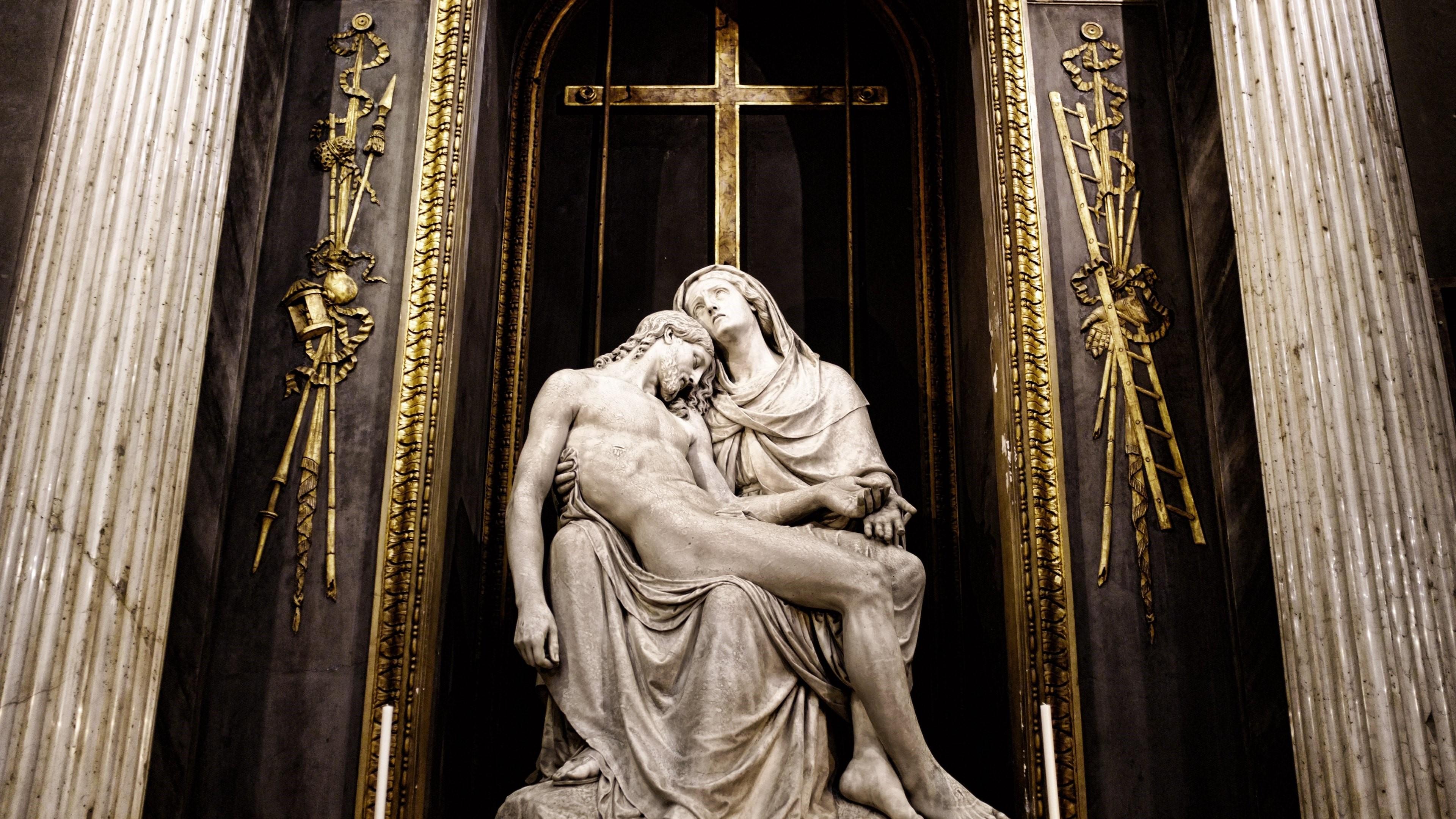 3840x2160 4K, Saint Mary, Jessus, Religion, Sculptures Gallery HD Wallpaper