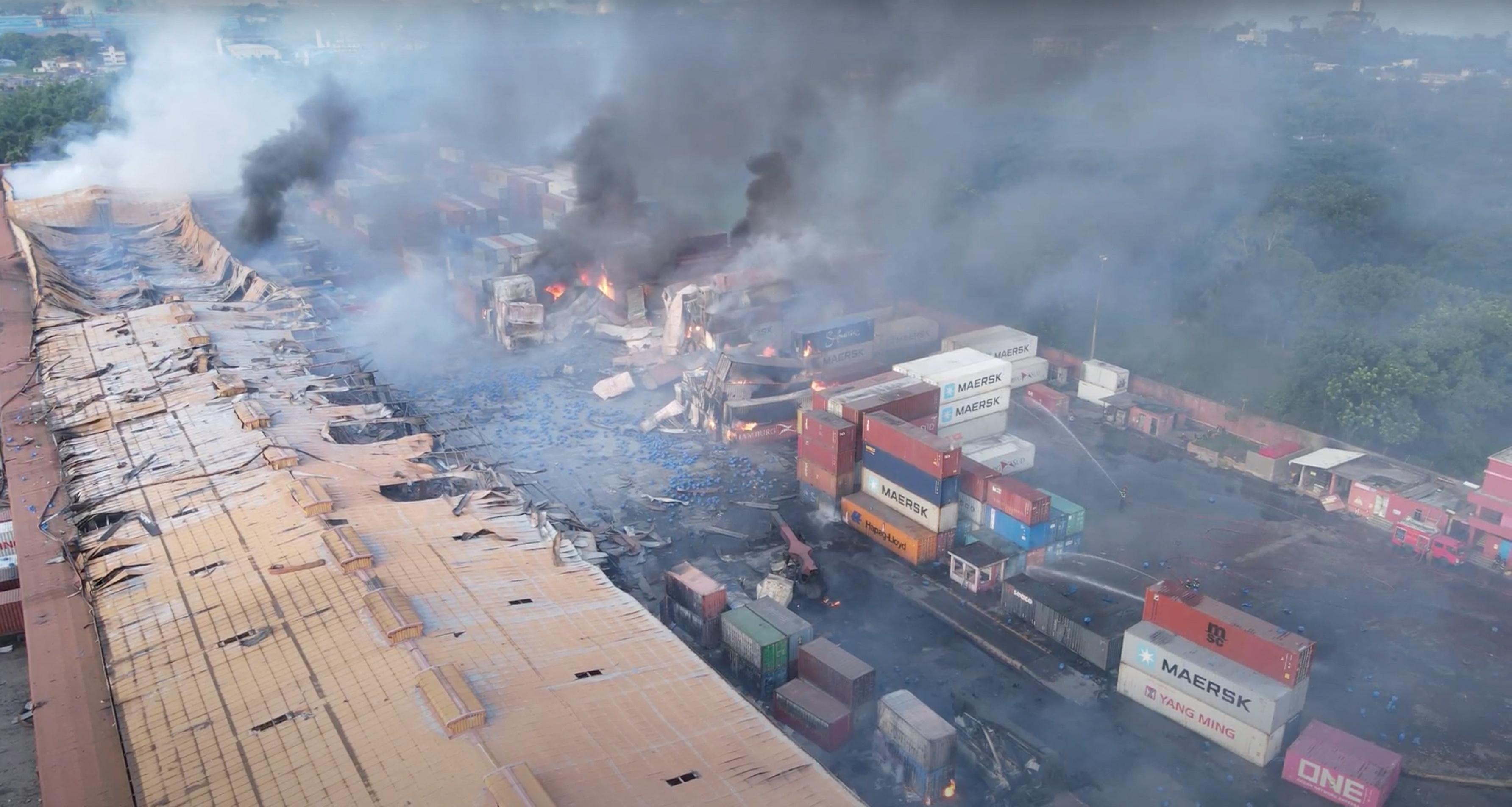 3567x1905 Firefighters still working to put out deadly Bangladesh container blaze