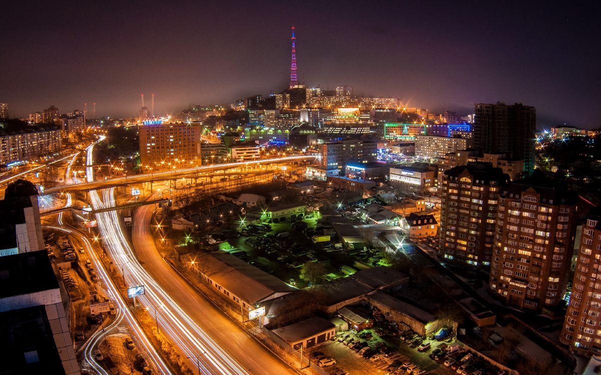 1200x750 Wallpaper City Buildings During Night Time, Background Free Image