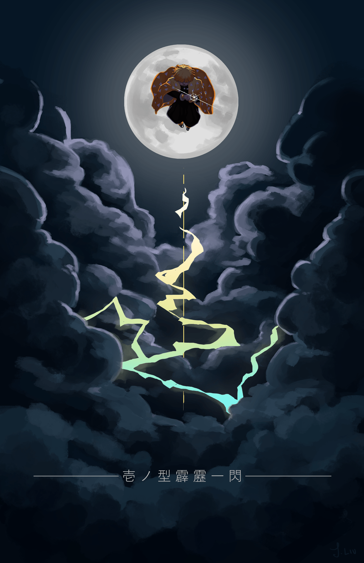 1242x1920 Zenitsu Moon Wallpaper