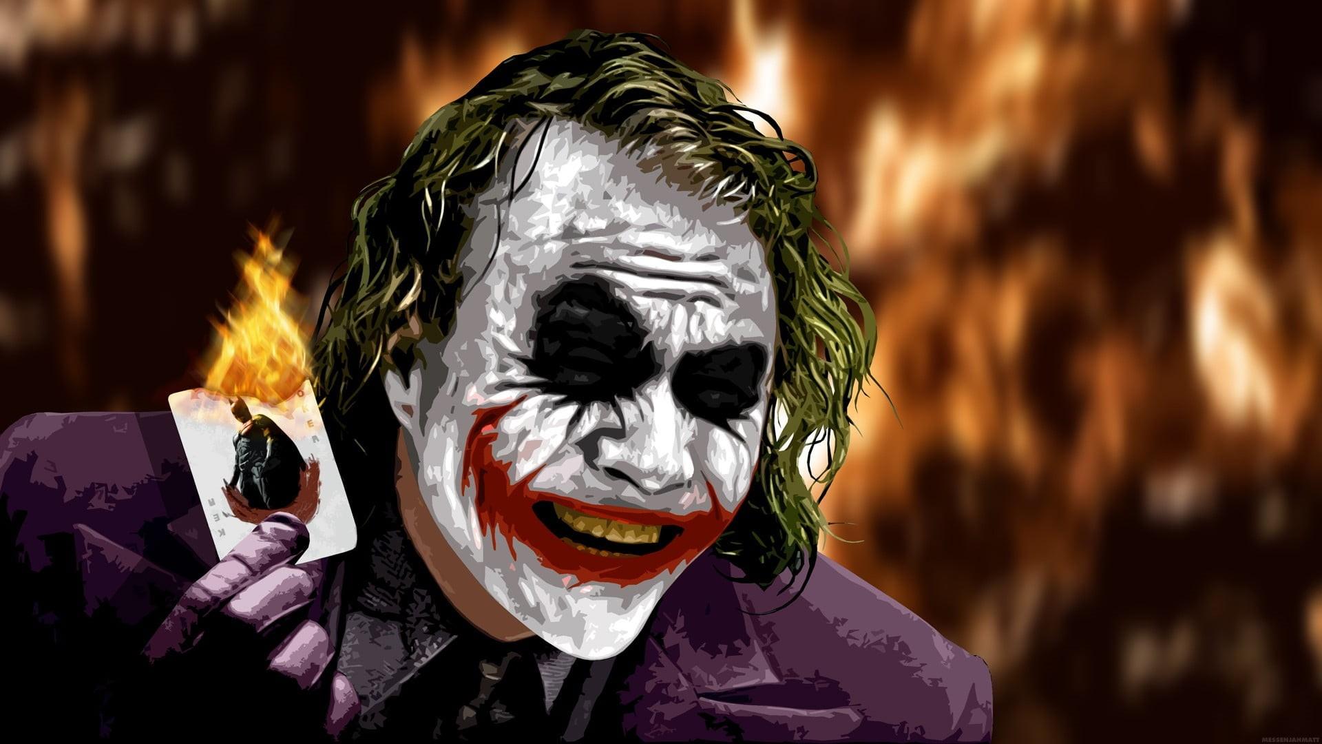 1920x1080 Wallpaper / Headshot, Cards, Joker, Close Up, 1080P, Emotion, Human Face, Front View, Illustration, Adult, Human Representation, Women, Nature, Creativity, Fire, Burning Free Download