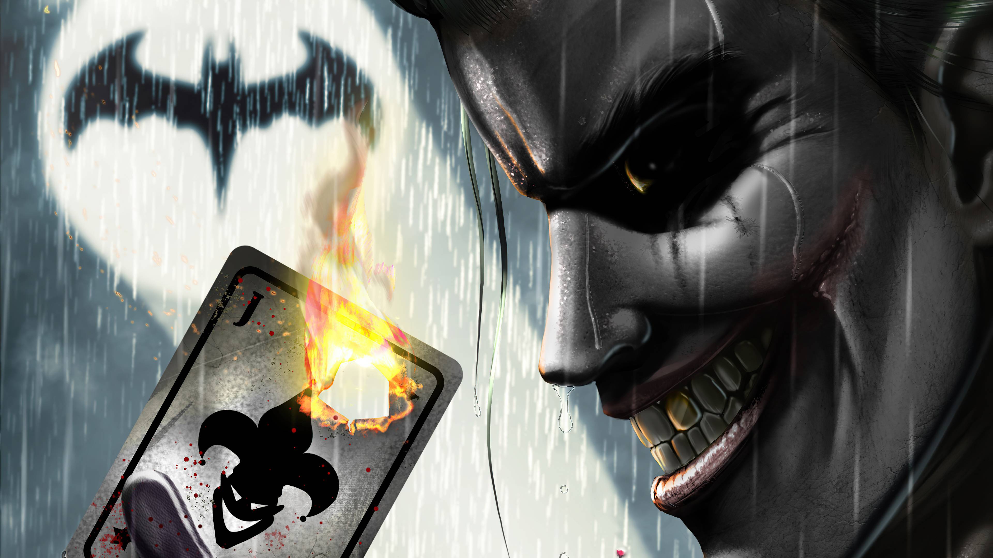 3840x2160 Joker Card Burning 4k, HD Superheroes, 4k Wallpaper, Image, Background, Photo and Picture