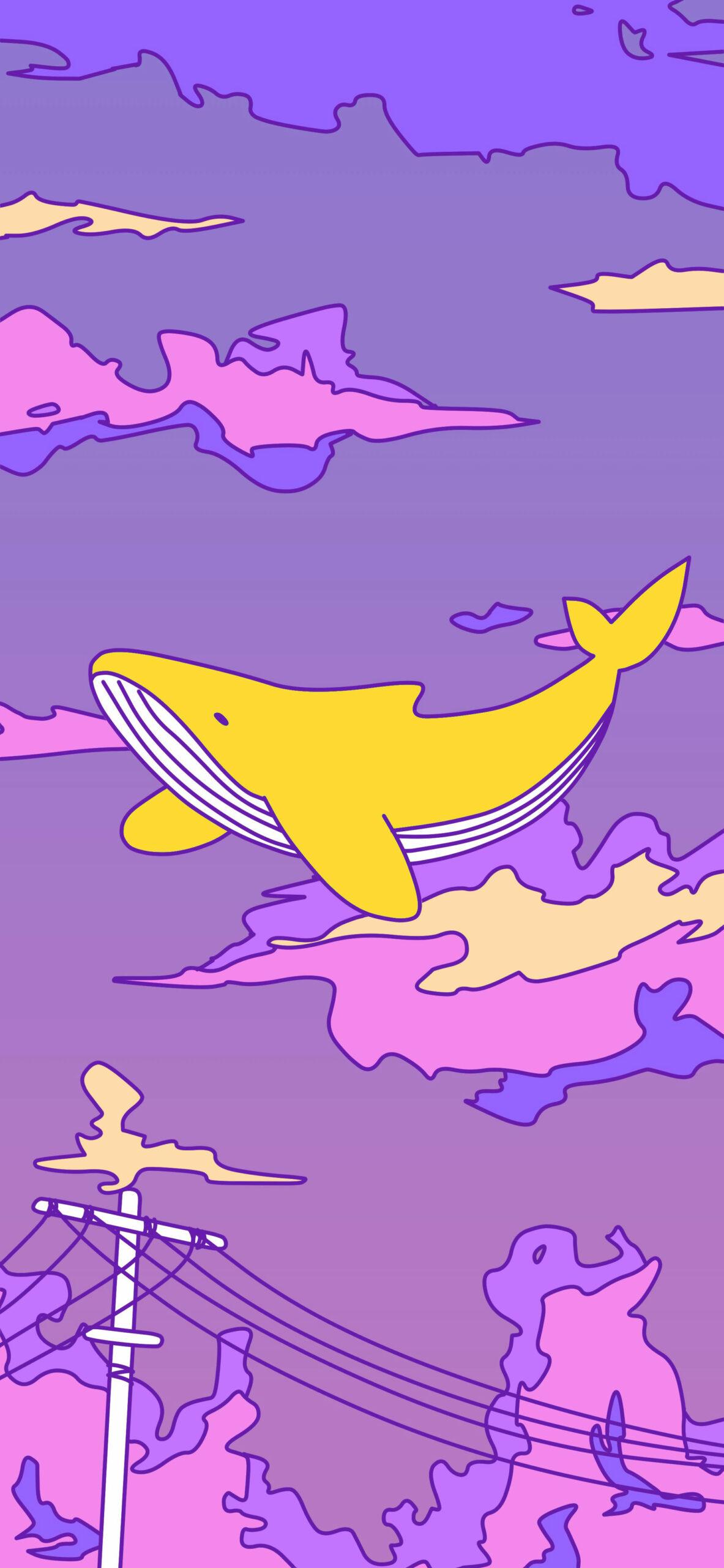 1183x2560 Anime Lofi Wallpaper with Sky & Whale Lofi Wallpaper