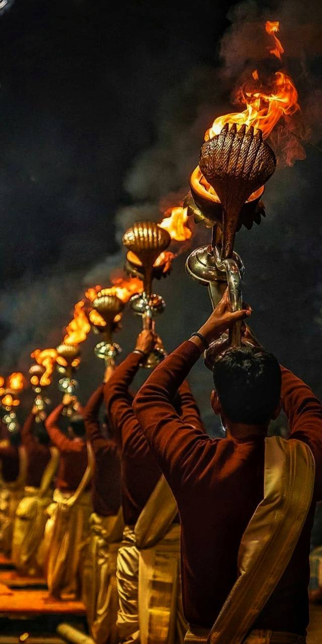 640x1280 Ganga Aarti Wallpaper