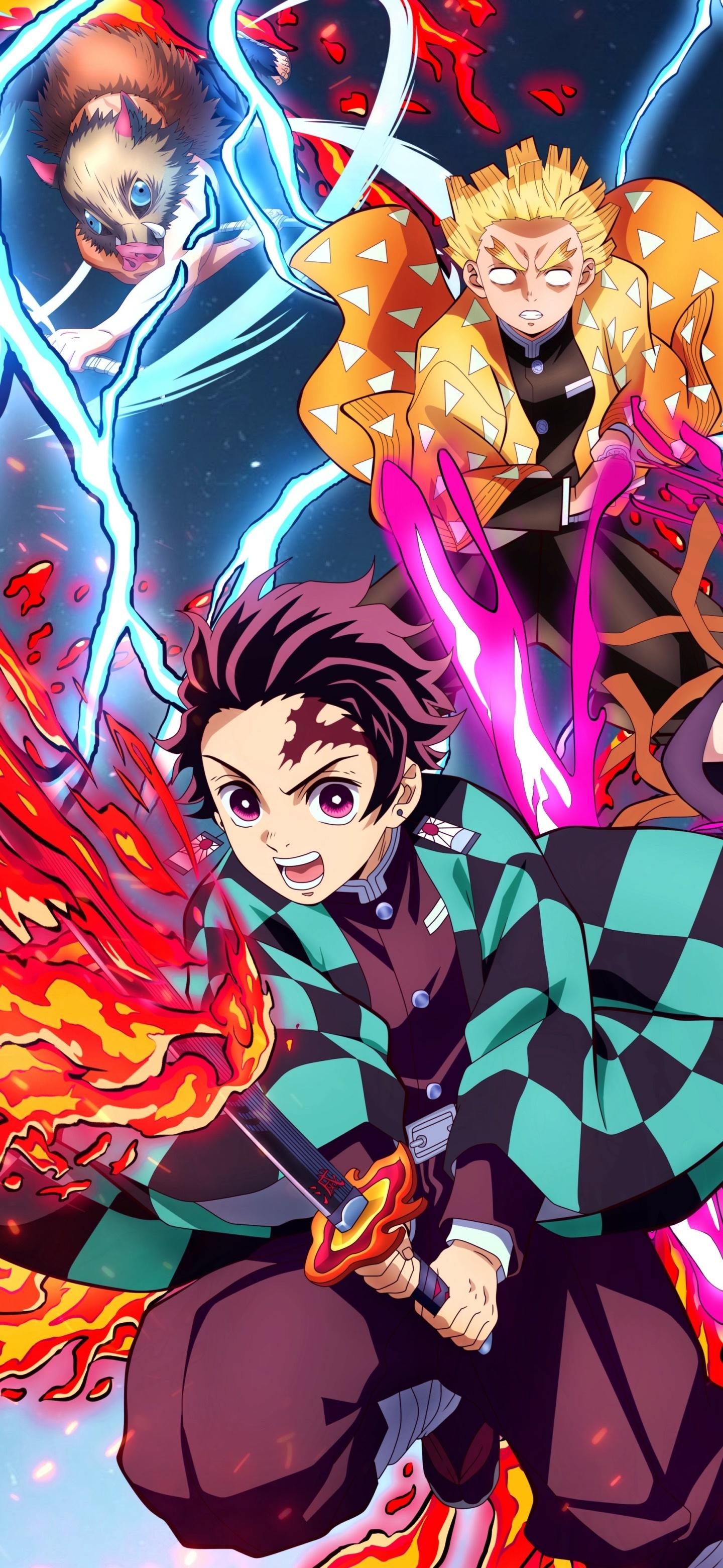 1440x3120 Wallpaper / Anime Demon Slayer: Kimetsu no Yaiba Phone Wallpaper, Zenitsu Agatsuma, Inosuke Hashibira, Tanjiro Kamado, 1440x3120 free download