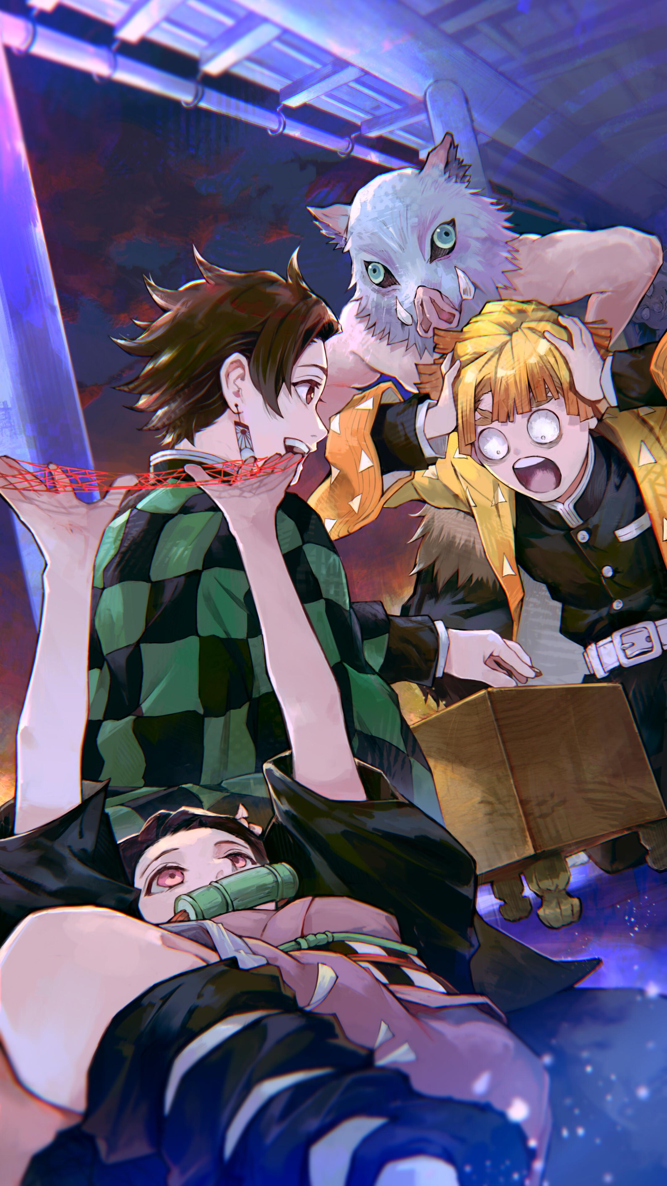 2160x3840 Kimetsu no Yaiba, Tanjiro, Zenitsu, Inosuke, 4k Gallery HD Wallpaper