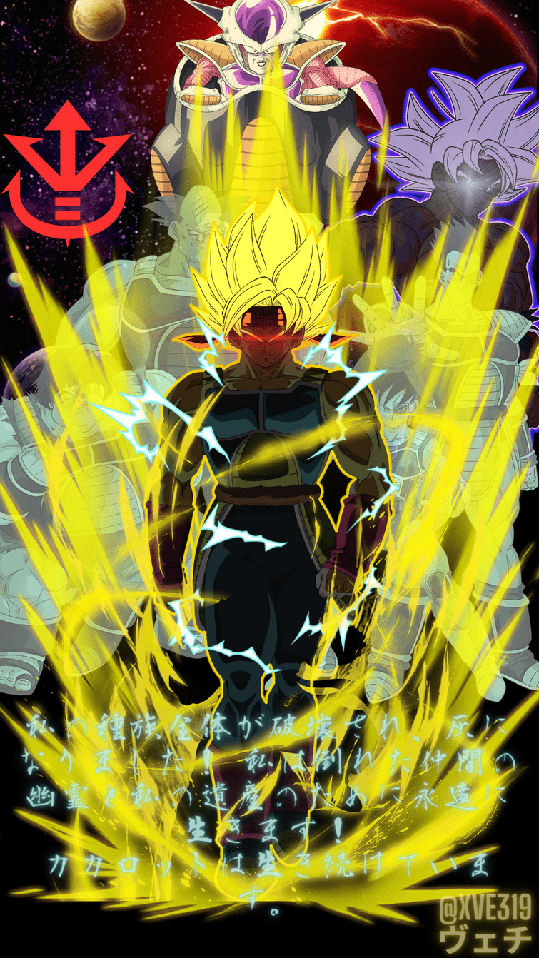 755x1342 Glowing SSJ Bardock Phone Wallpaper