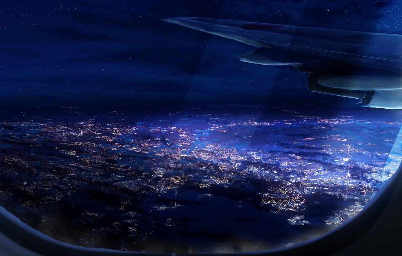 Airplane At Night Wallpaper