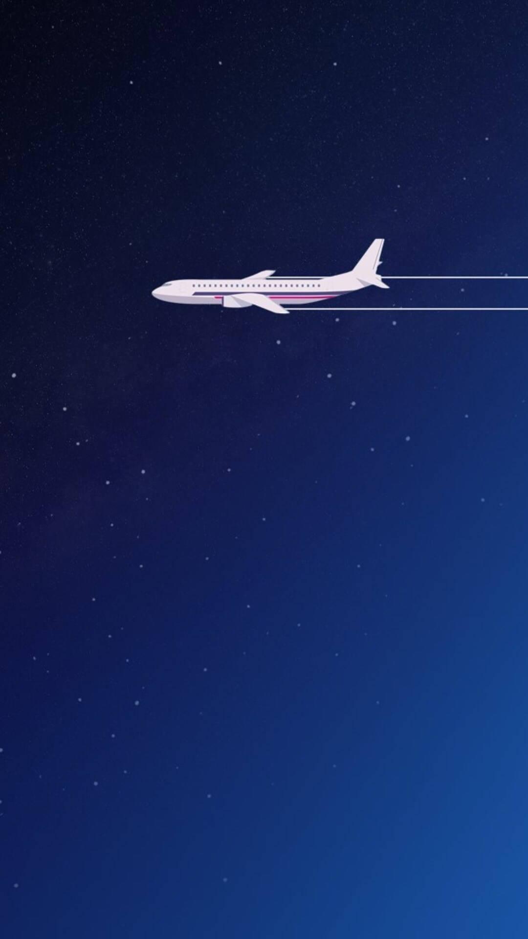 1080x1920 Download Night Sky Airplane iPhone Wallpaper