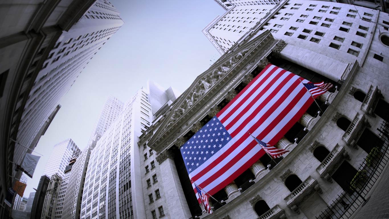 1366x768 United States flag, New York Stock Exchange, New York City