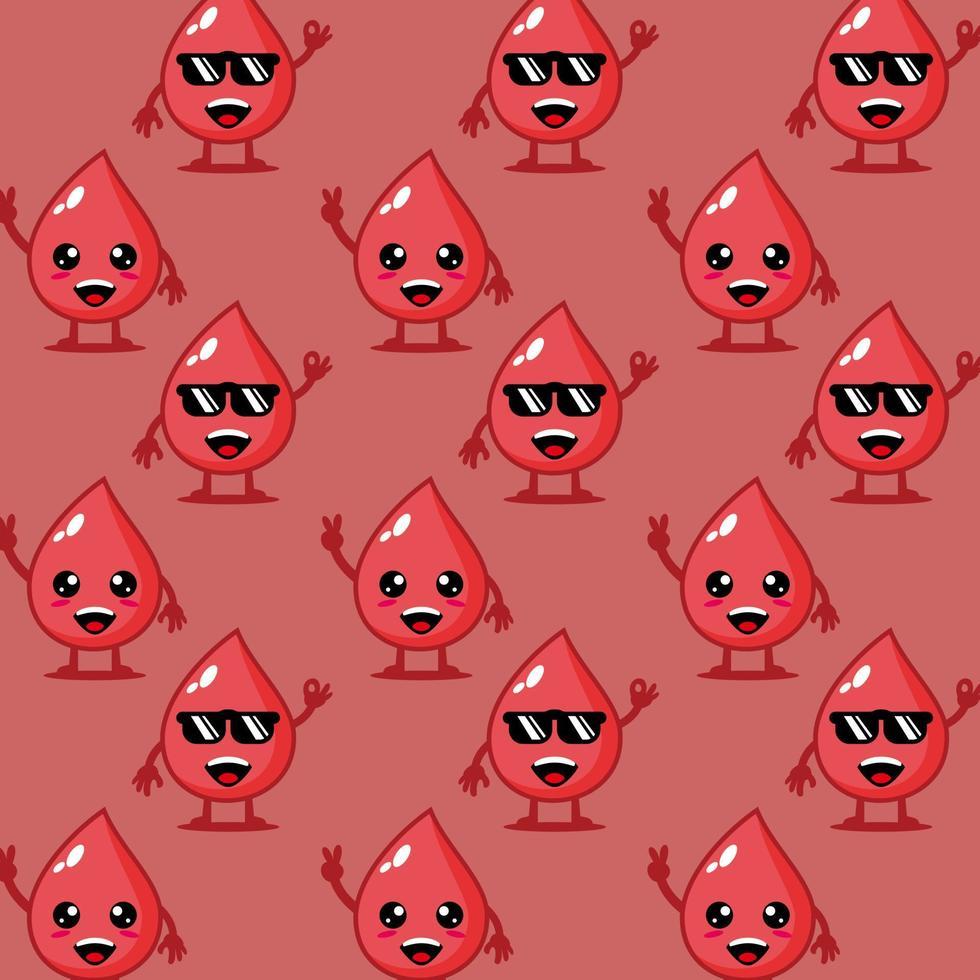 980x980 Cute funny cartoon character blood drop on background.Vector cartoon kawaii character illustration design on wallpaper