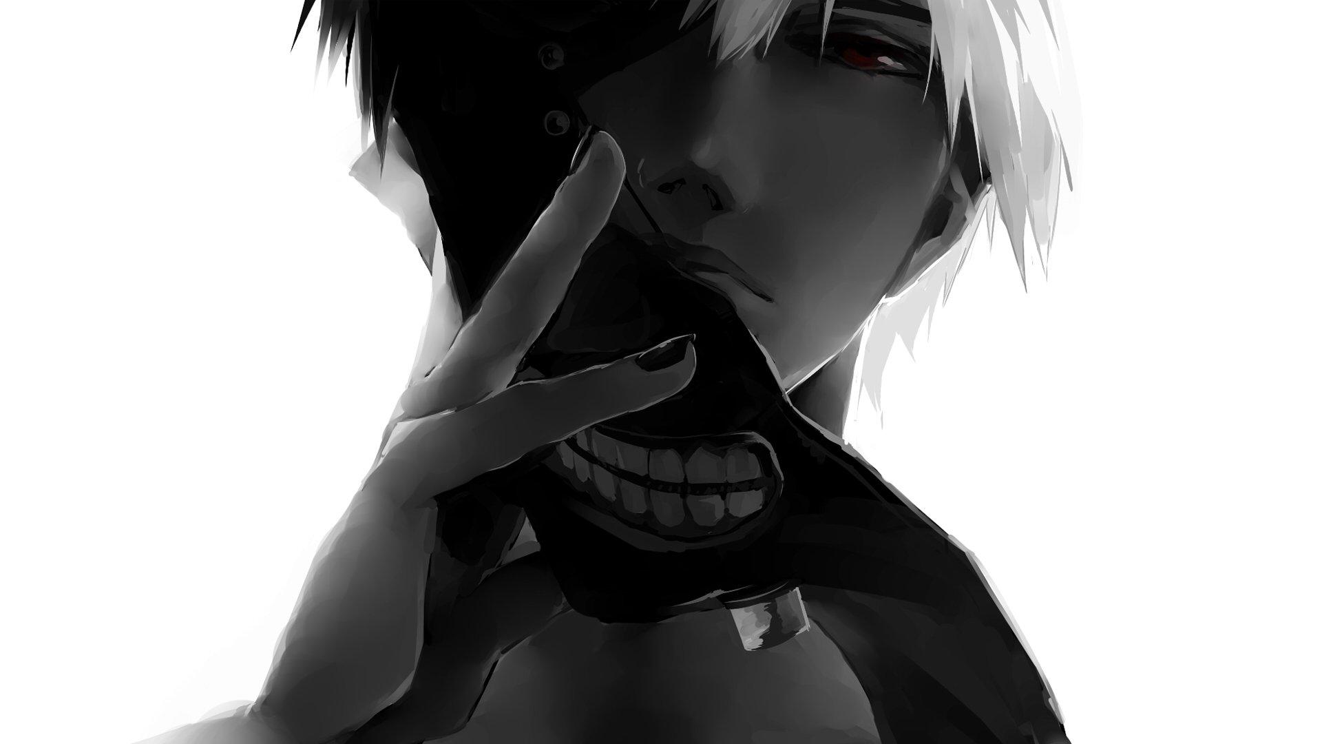 1920x1080 Anime Monochrome Red Eyes Tokyo Ghoul Wallpaper And Free