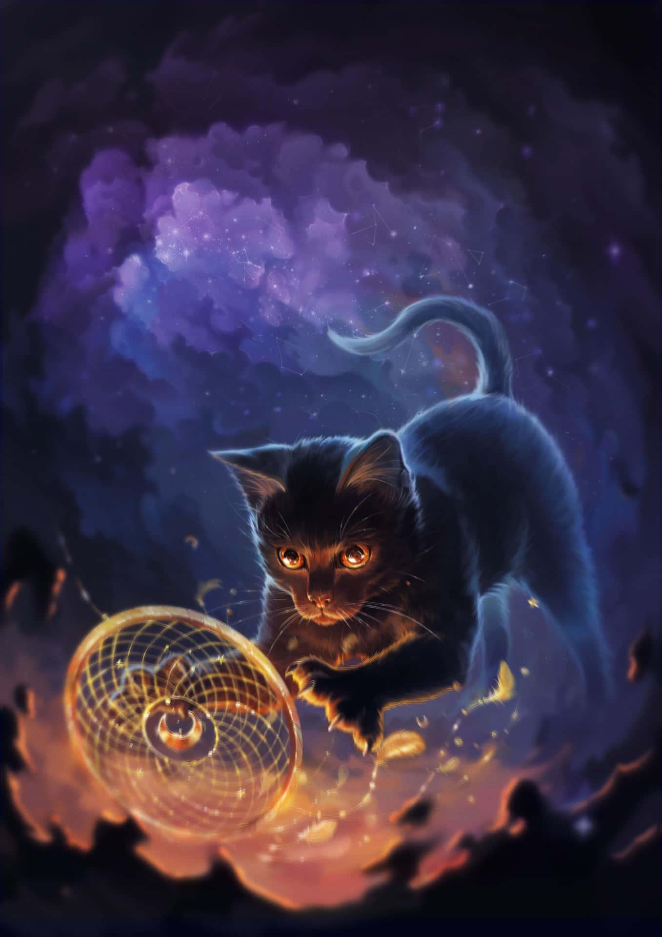 1357x1920 Download This Cat Is Out Of This World! Wallpaper