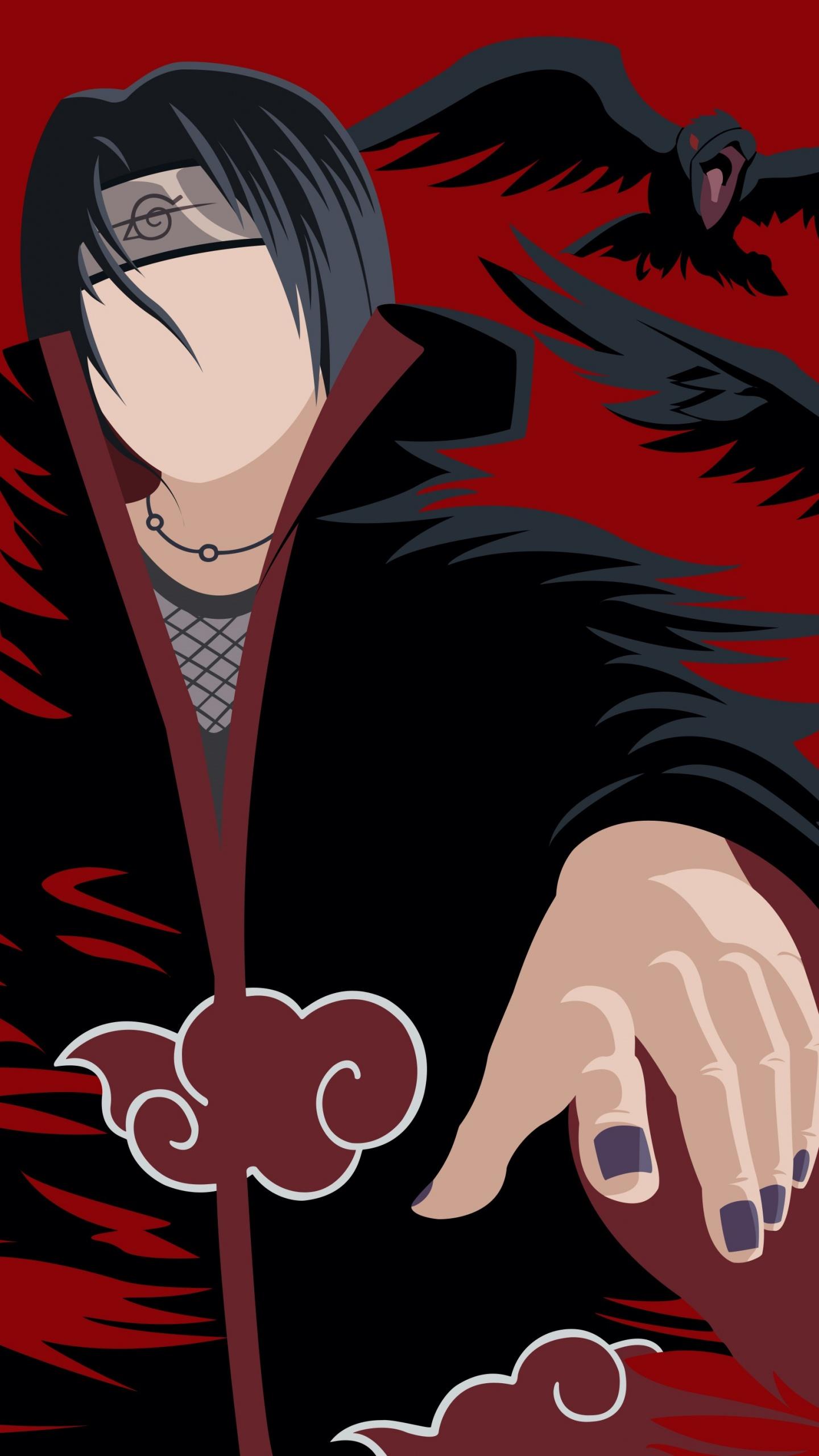 1440x2560 Itachi Uchiha Wallpaper 4K, Naruto, Minimal art, Anime