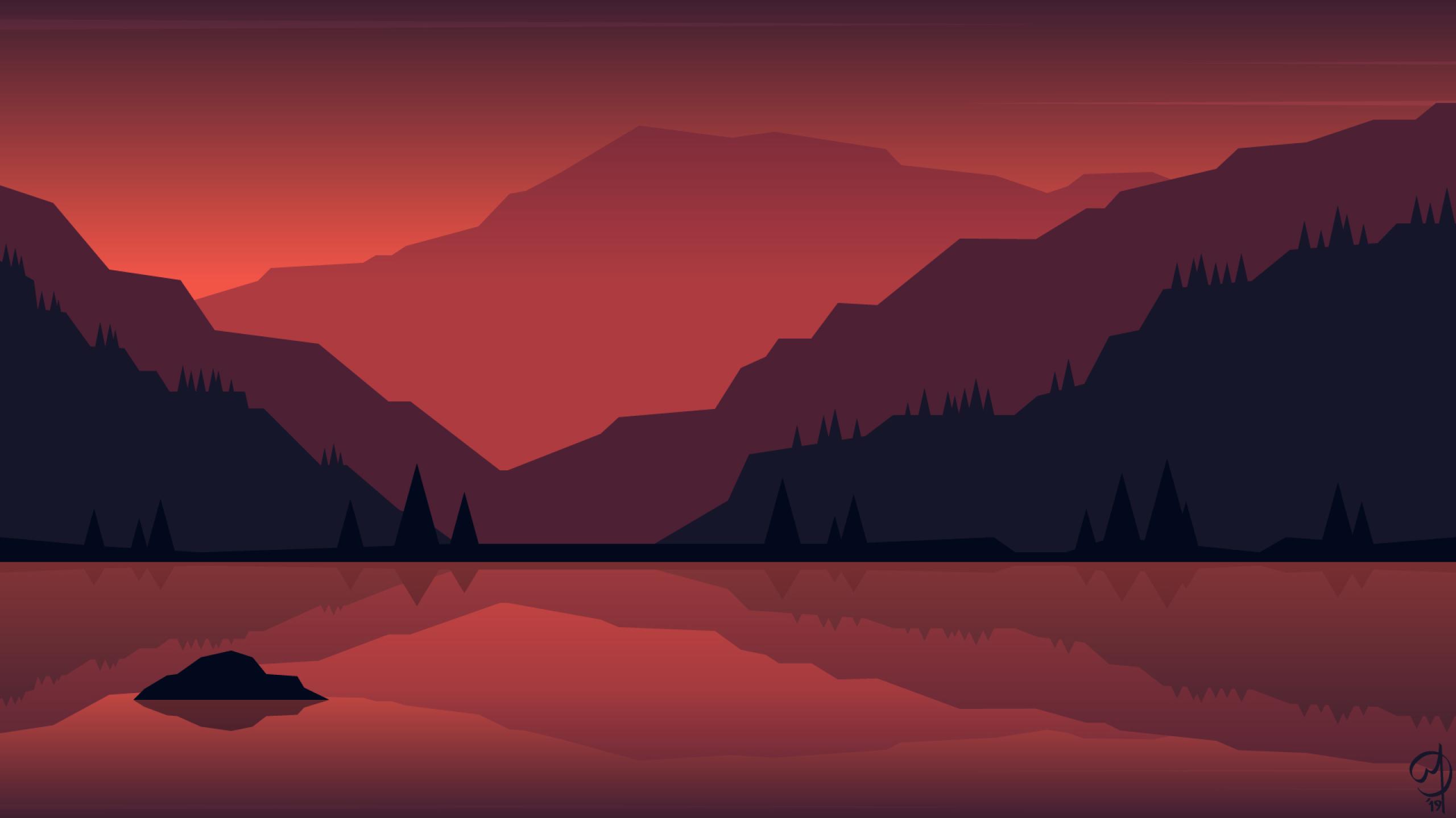 2560x1440 Minimalist Landscape Painting 1440P Resolution Wallpaper, HD Minimalist 4K Wallpaper, Image, Photo and Background