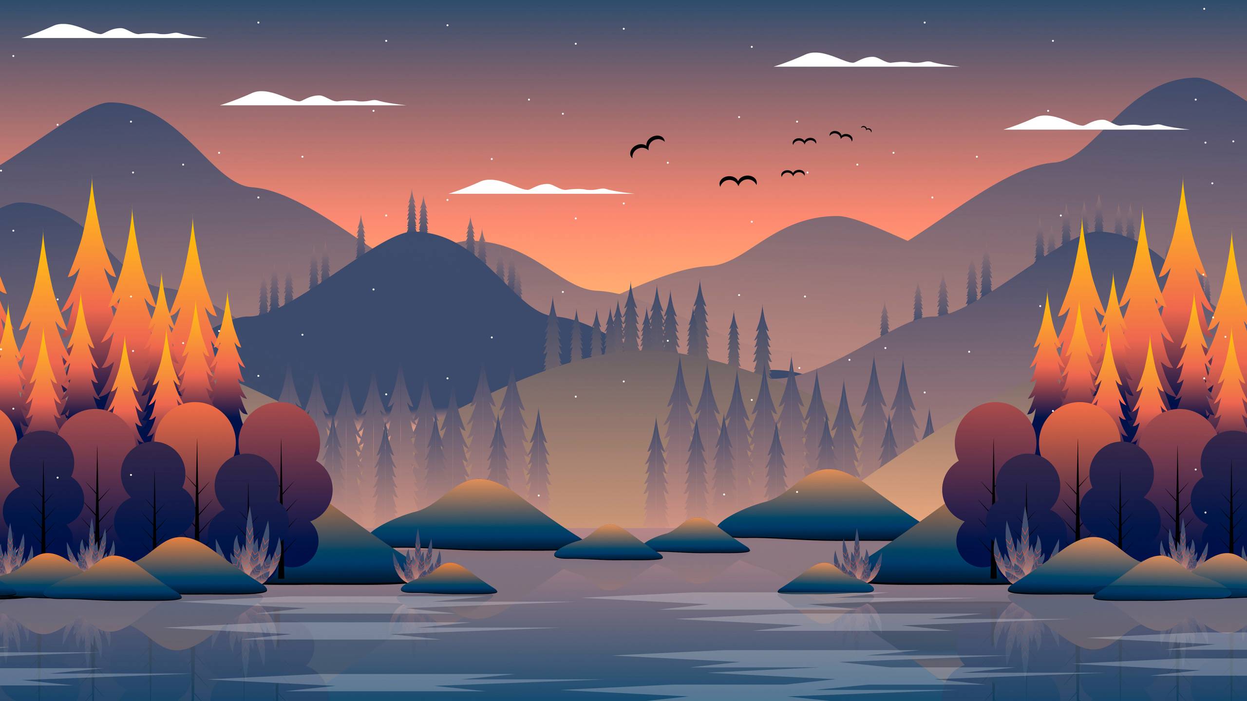 2560x1440 Cool Landscape Night Minimal Art 1440P Resolution Wallpaper, HD Minimalist 4K Wallpaper, Image, Photo and Background