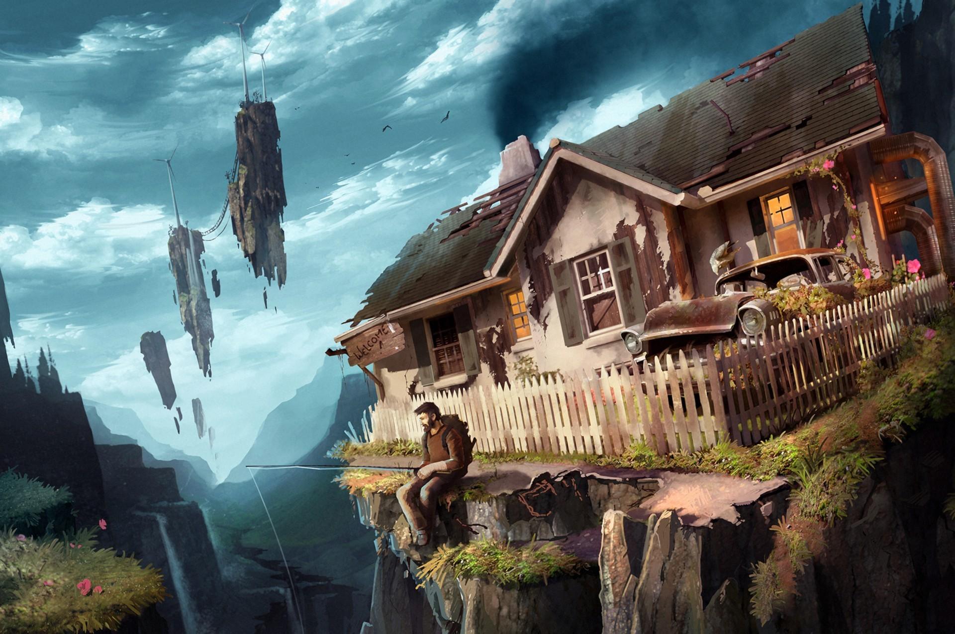 1920x1276 HD desktop wallpaper: Landscape, Fantasy, House, Sci Fi, Post Apocalyptic download free picture