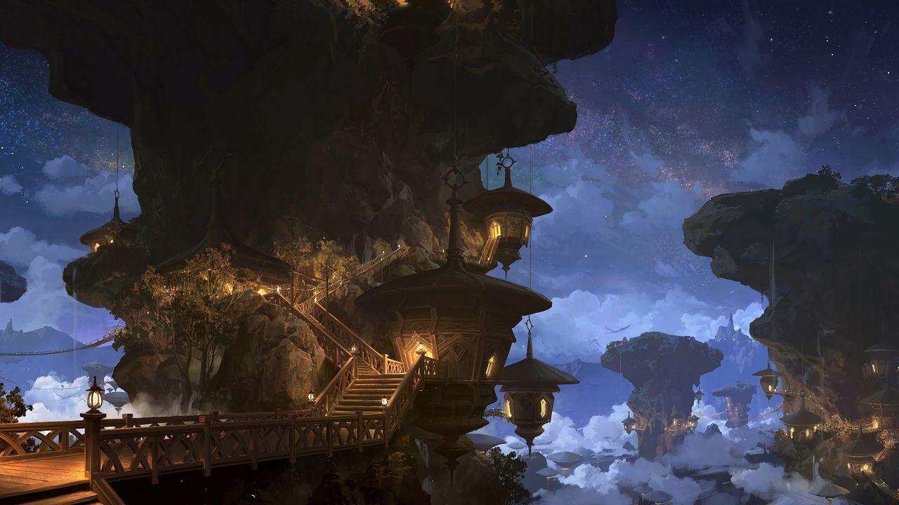 1280x720 Wallpaper fantasy, house, stairs, fantastic, art hd, picture, image