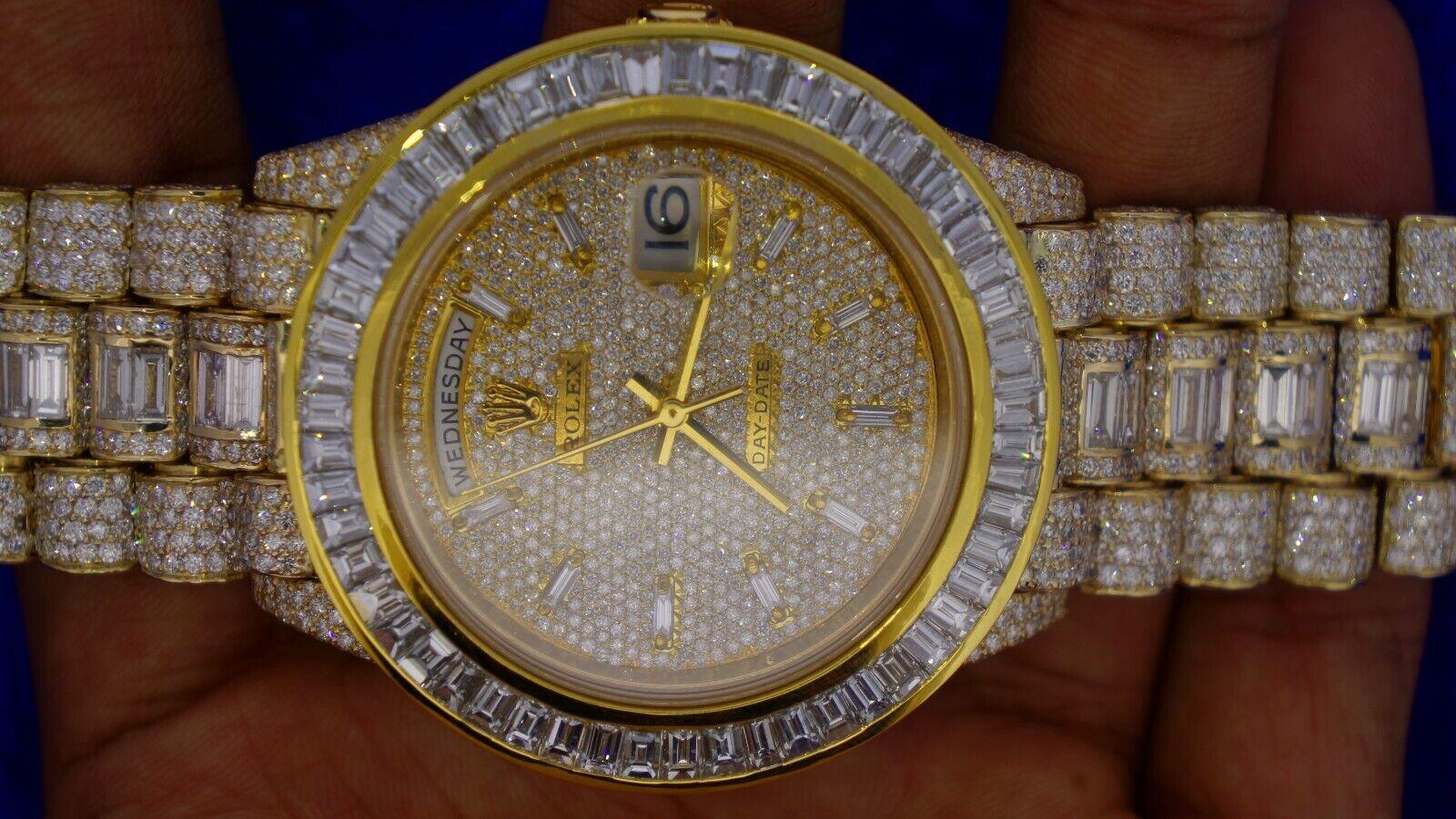 1600x900 Rolex Day Date 2 President Gold Watch 40mm Honeycomb 36 Carats Baguettes Bezel