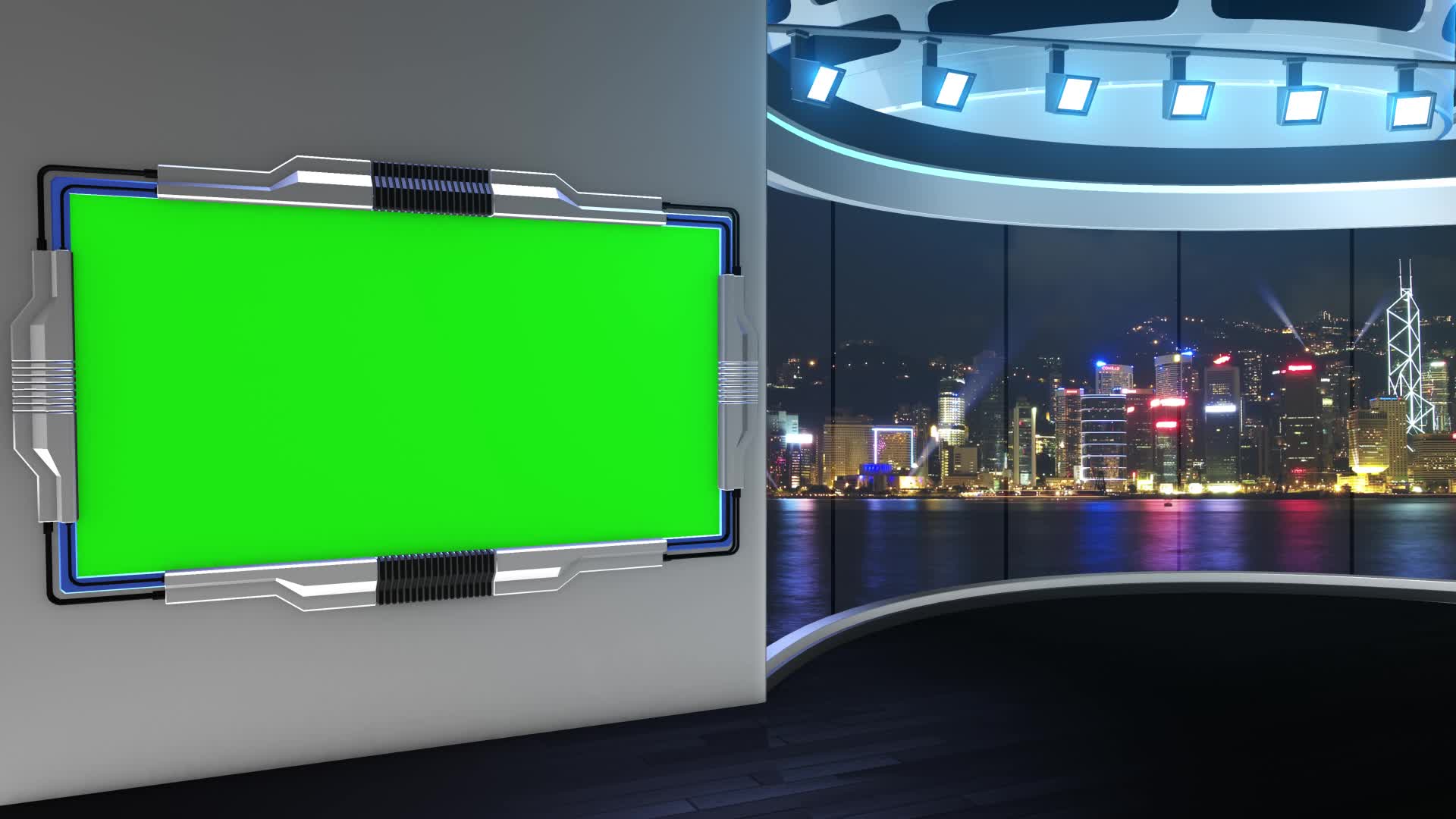 1920x1080 3D Virtual TV Studio News with green