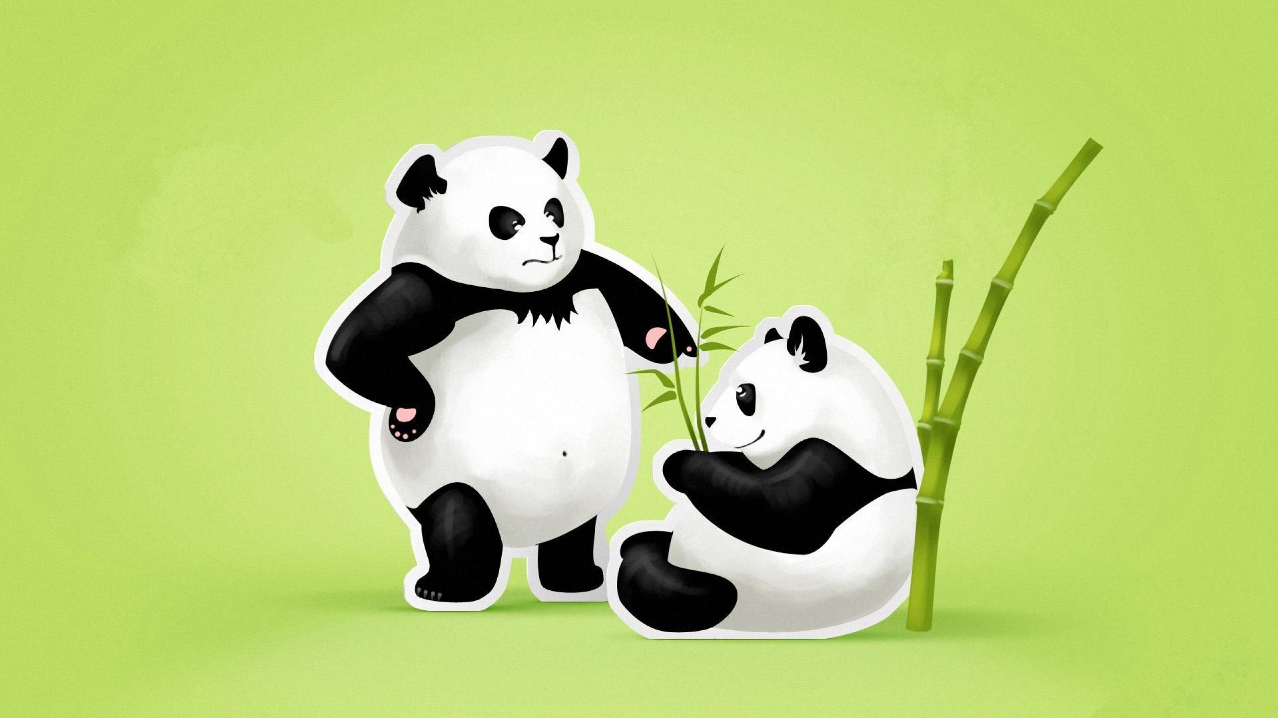 2560x1440 Wallpaper panda, couple, threat