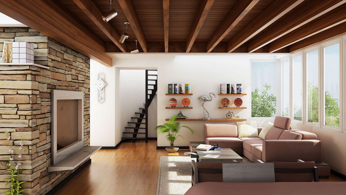 1366x768 Download wallpaper 1366x768 interior design, style, design, home, villa, living room tablet, laptop HD background