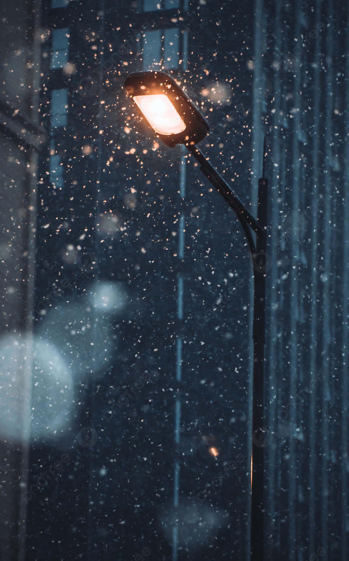 1196x1920 Street Light In The Snow Wallpaper