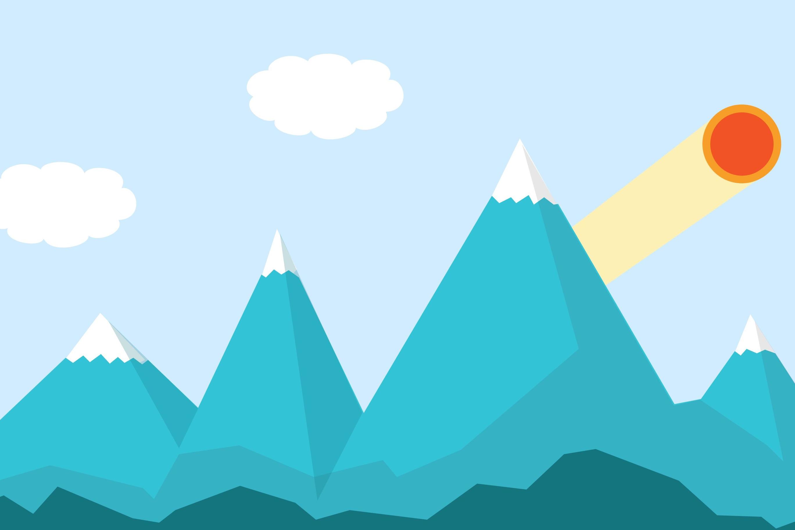 2736x1824 Material Design Mountains Landscape 4K UltraHD Wallpaper. Wallpaper