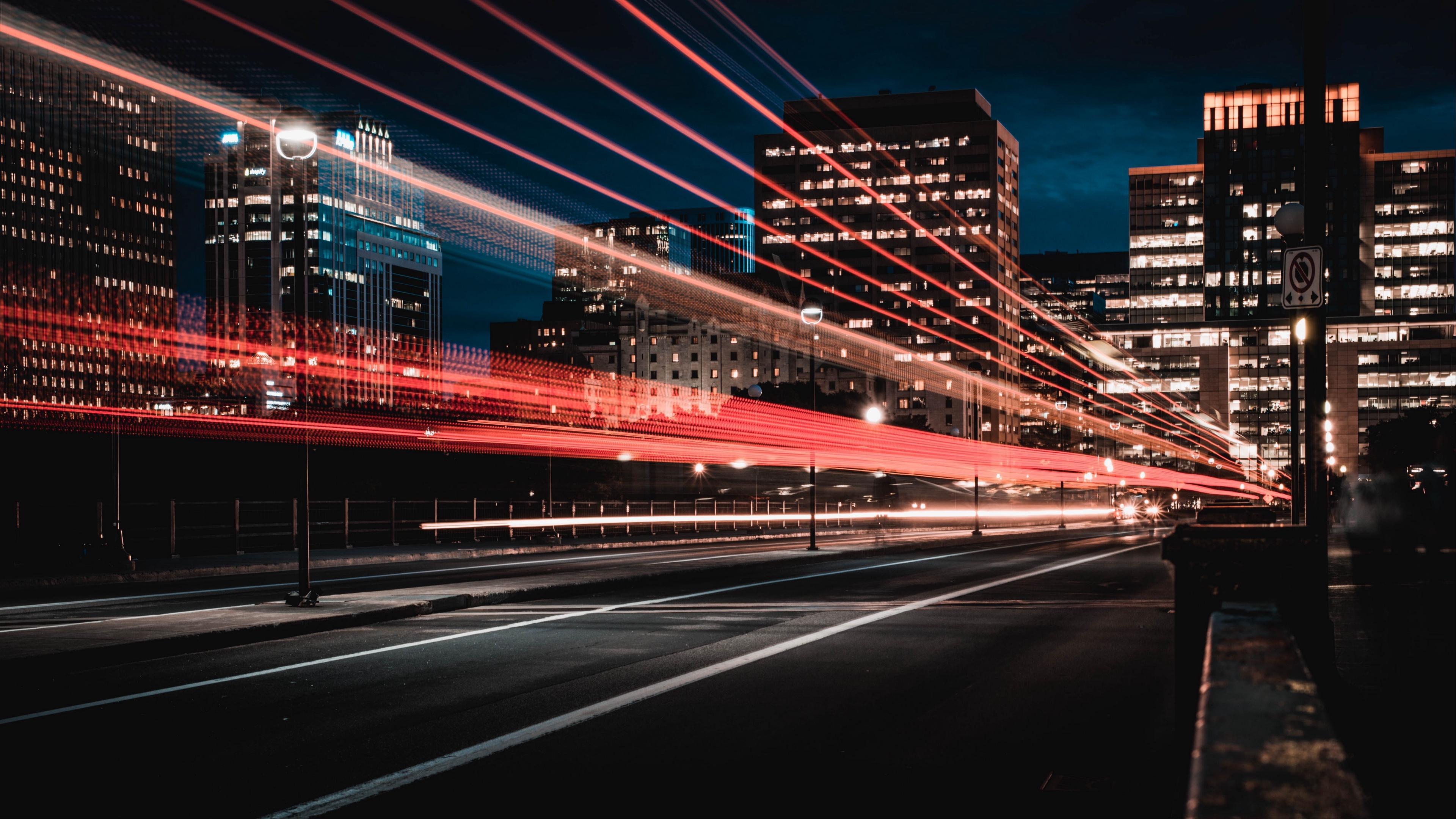 3840x2160 Wallpaper 4k ottawa, canada, night city, traffic, light 4k Wallpaper